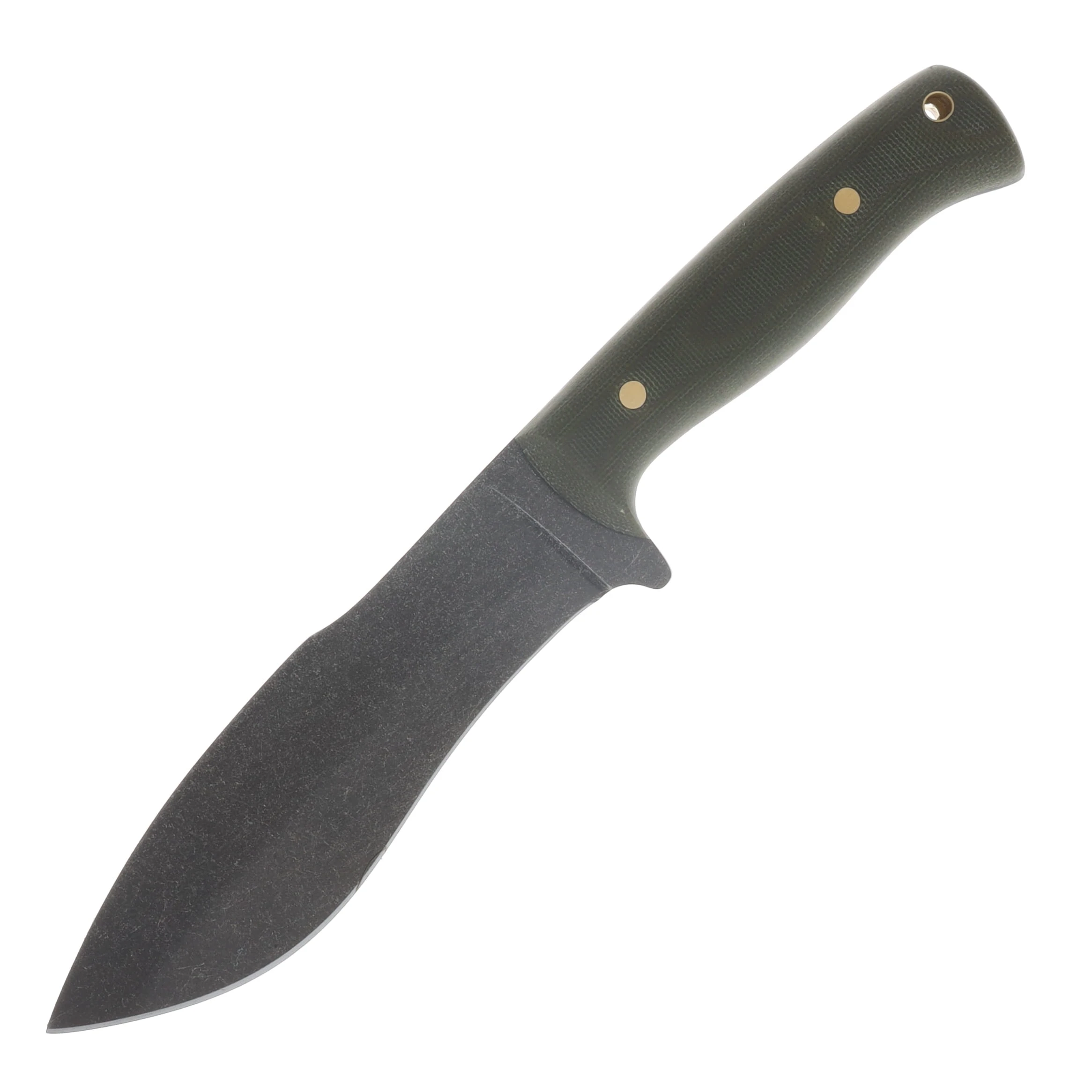 Samuel Riner Custom Knives Bushmaster Fixed Blade Acid Washed 80Crv2 Steel OD Green Micarta W/Black Liners SRKBUSH1 View 3
