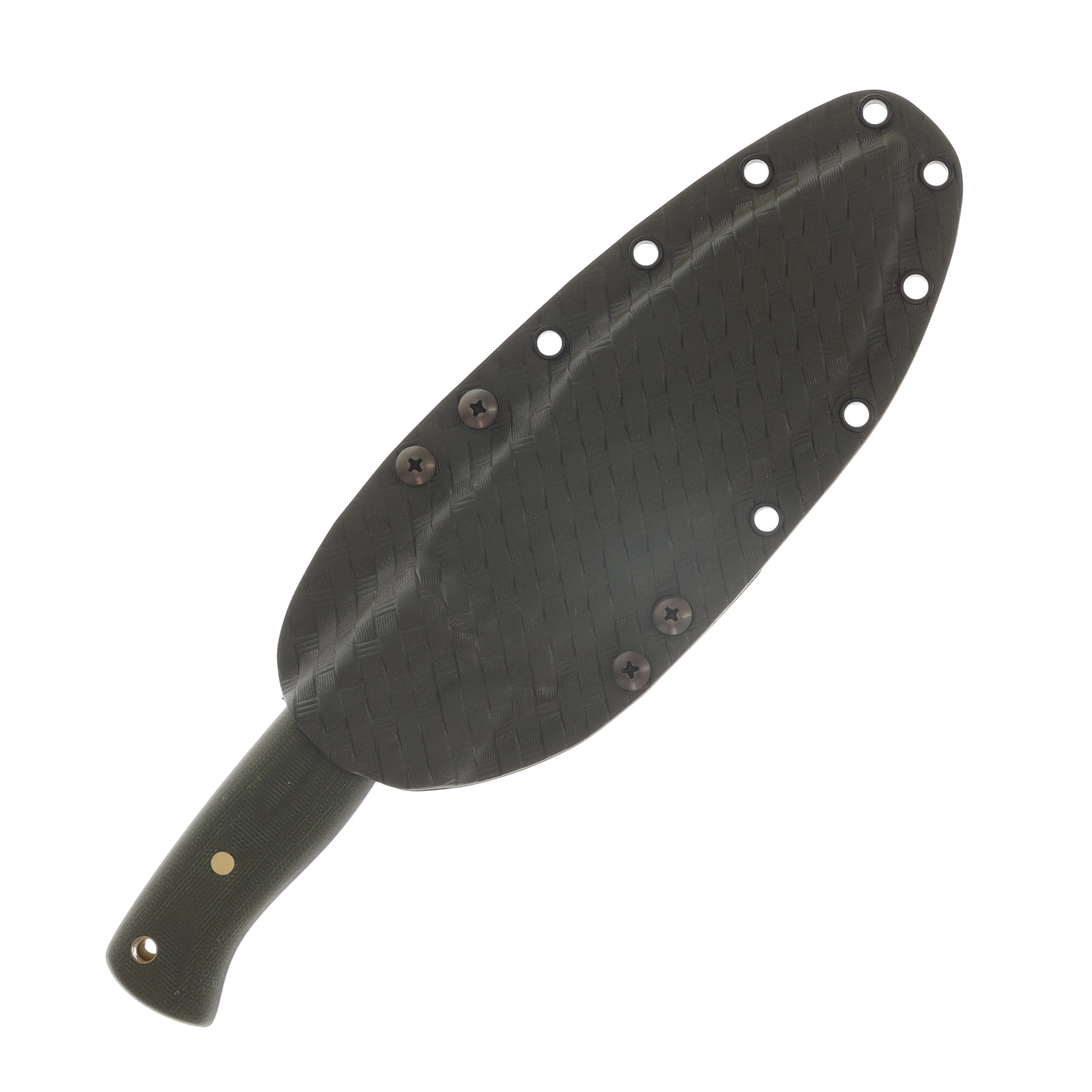 Samuel Riner Custom Knives Bushmaster Fixed Blade Acid Washed 80Crv2 Steel OD Green Micarta W/Black Liners SRKBUSH1 View 5