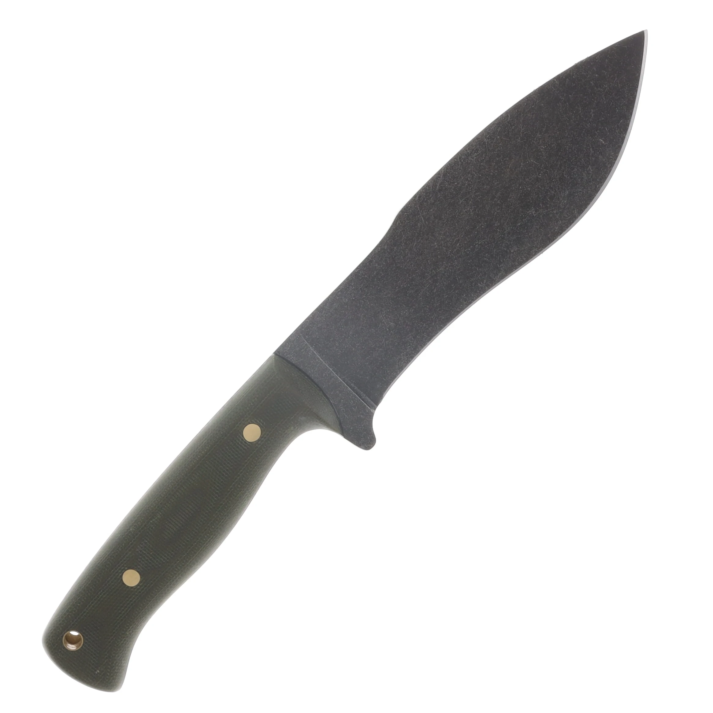 Samuel Riner Custom Knives Bushmaster Fixed Blade Acid Washed 80Crv2 Steel OD Green Micarta W/Black Liners SRKBUSH1 View 4