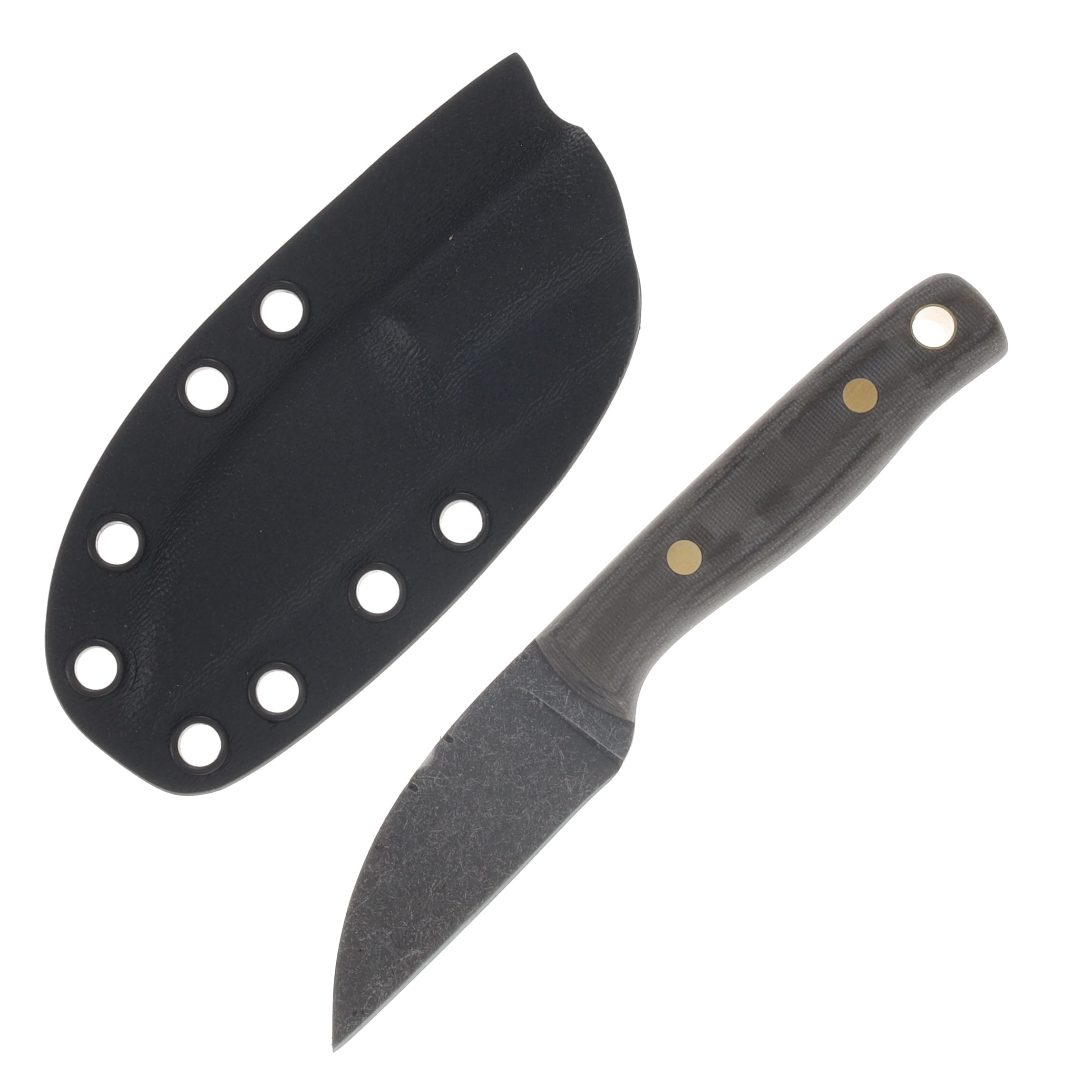 Samuel Riner Custom Knives Clinton Clipper Wharncliffe Fixed Blade Acid Washed 80CrV2 Grayman Micarta SRKCCWHARN View 1