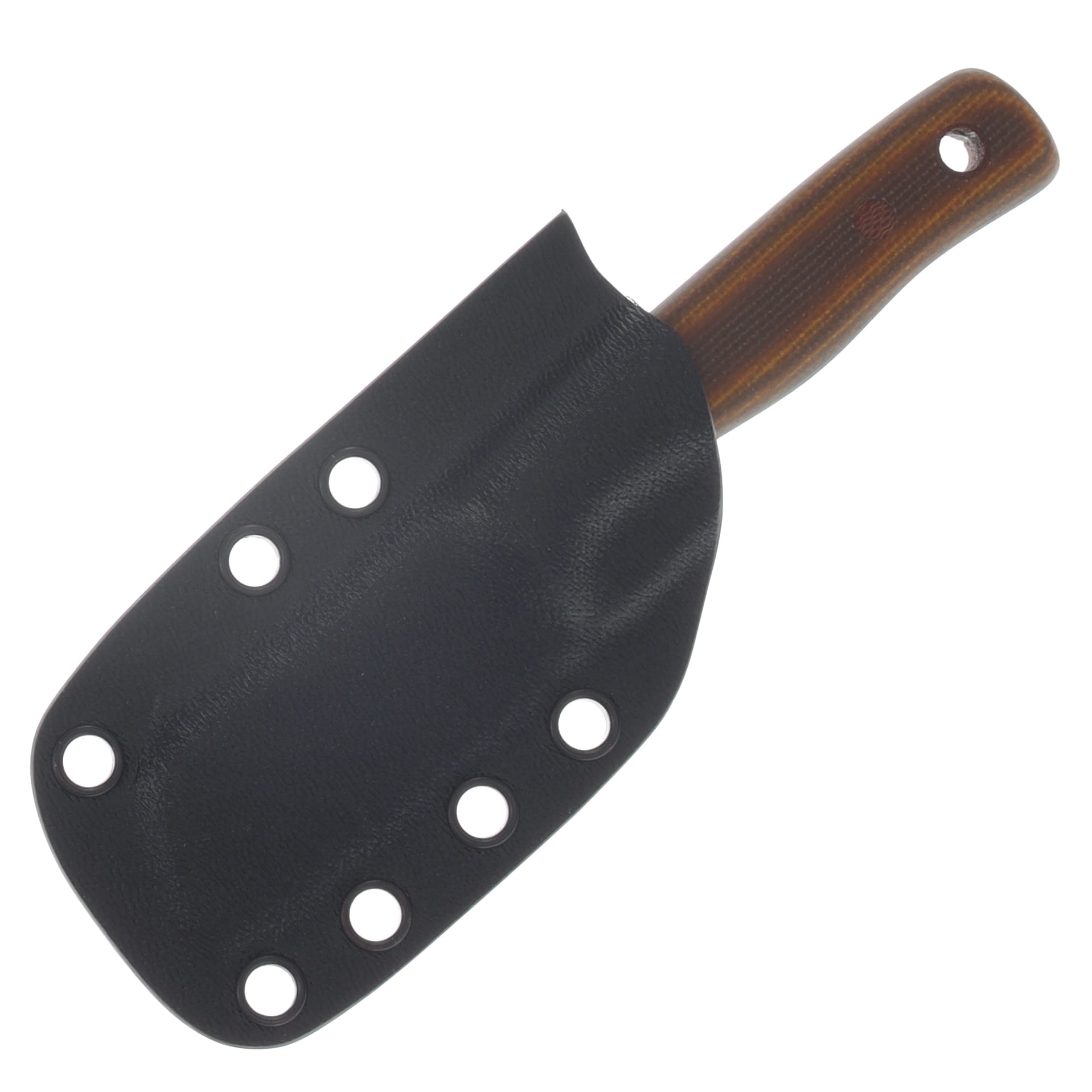 Samuel Riner Custom Knives Mini Cleaver Fixed Blade Acid Washed 80CrV2 W/Filework Brown Maple Micarta SRKMCLEAV View 6