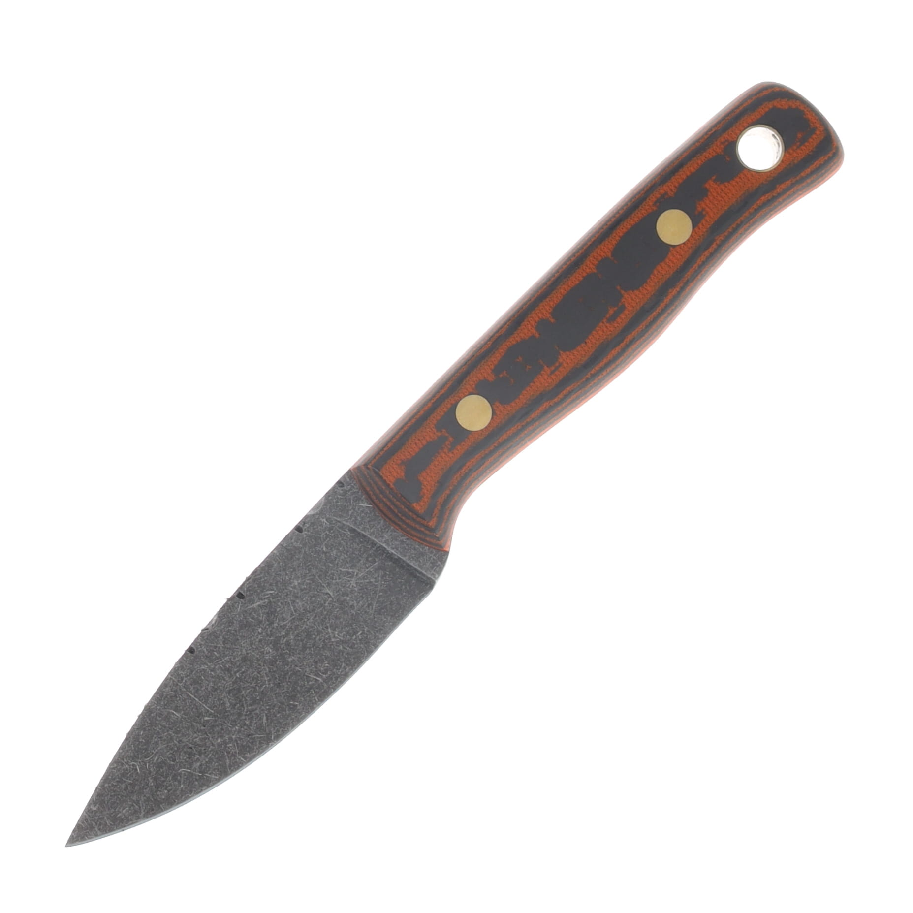 Samuel Riner Custom Knives Clinton Clipper Fixed Blade Classic Finish 80CrV2 W/Filework Orange Carbon Fiber SRKCCOCF View 3