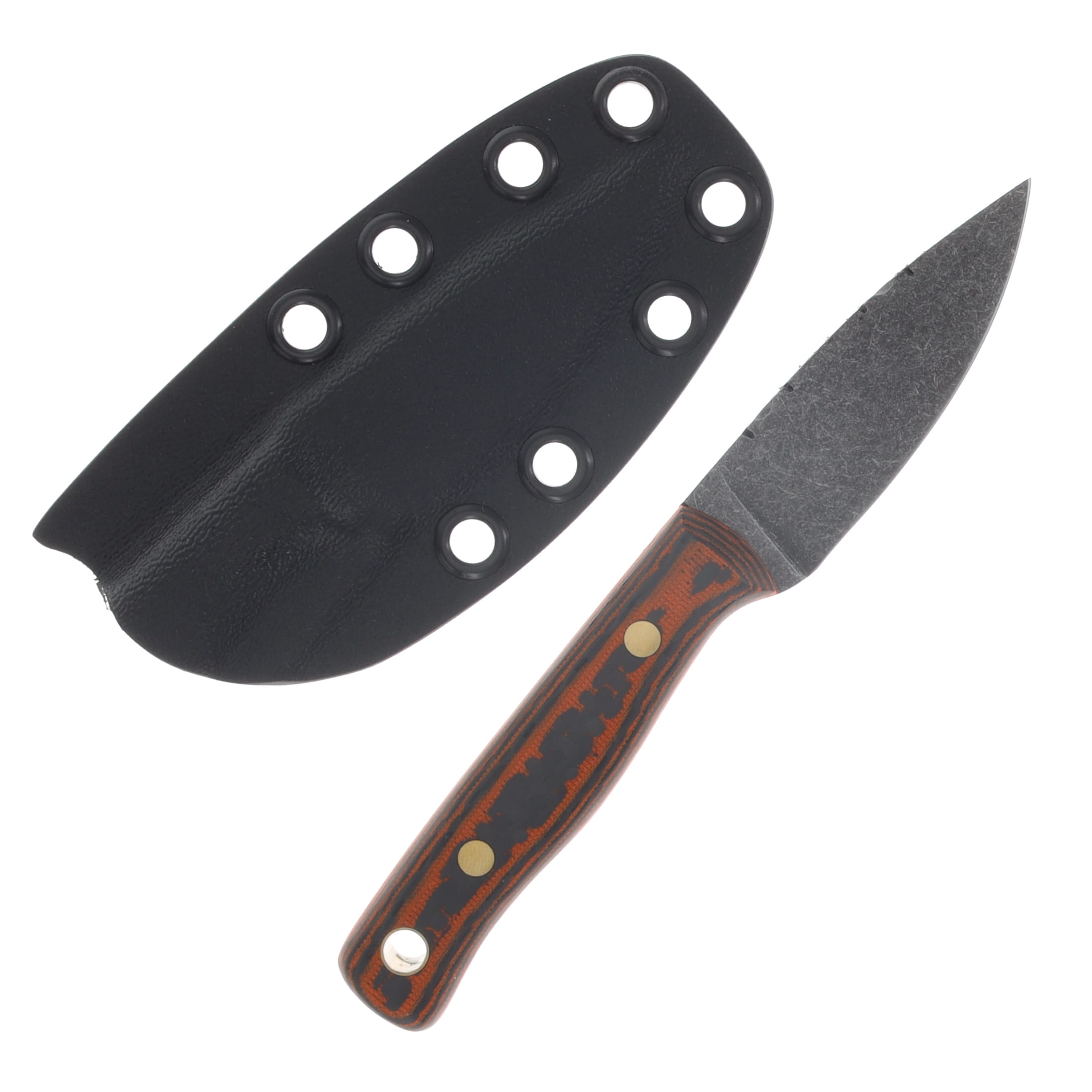 Samuel Riner Custom Knives Clinton Clipper Fixed Blade Classic Finish 80CrV2 W/Filework Orange Carbon Fiber SRKCCOCF View 2