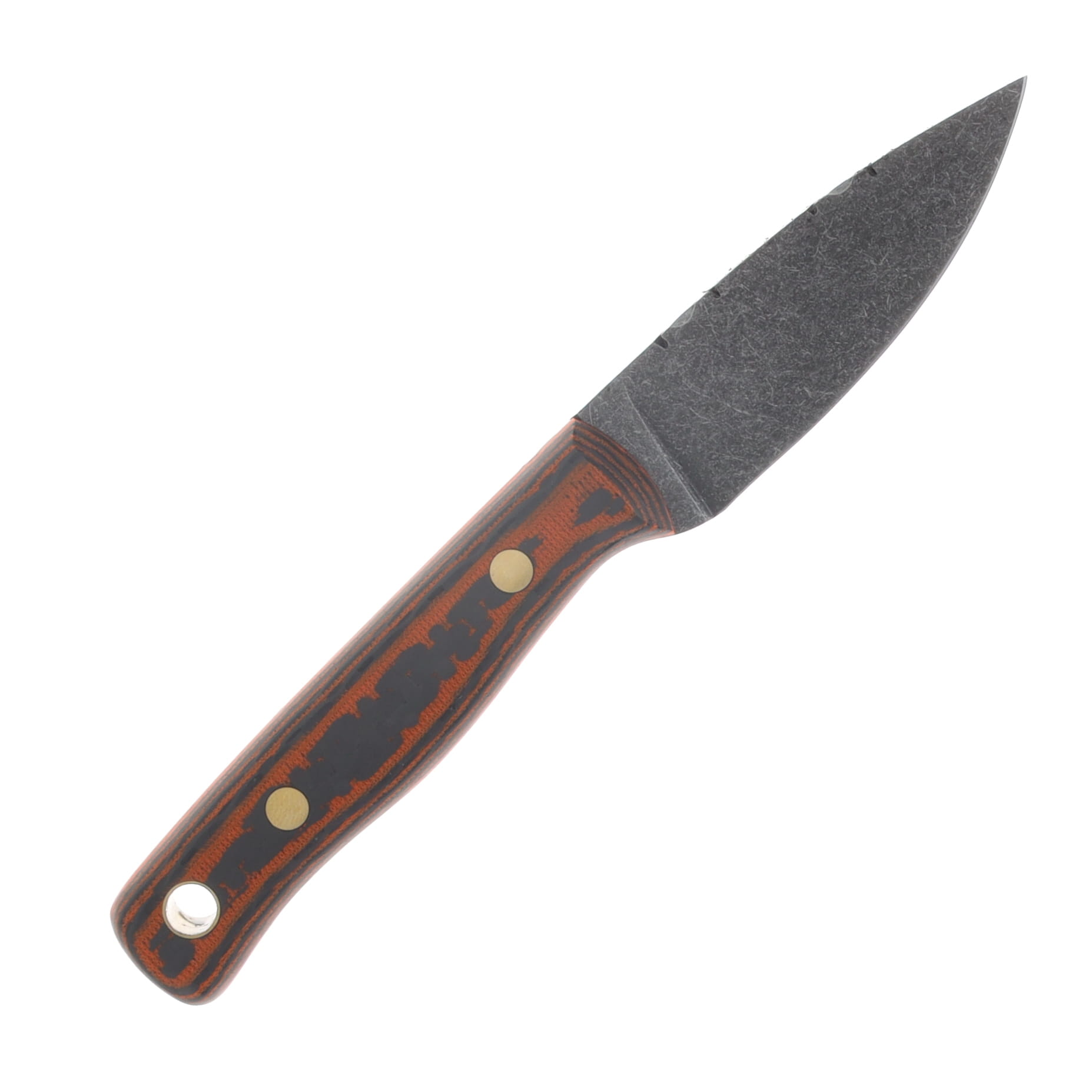 Samuel Riner Custom Knives Clinton Clipper Fixed Blade Classic Finish 80CrV2 W/Filework Orange Carbon Fiber SRKCCOCF View 4