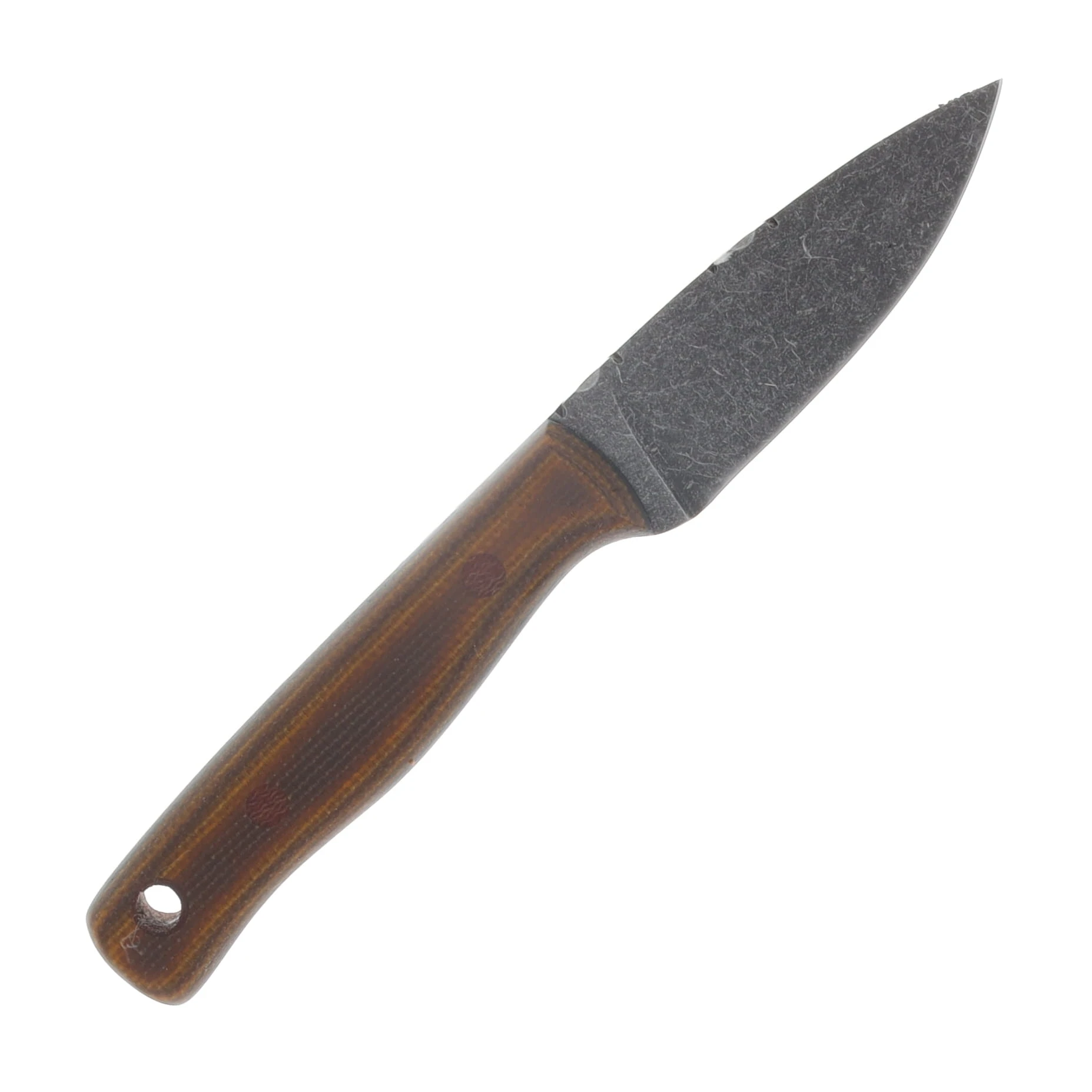 Samuel Riner Custom Knives Clinton Clipper Fixed Blade Acid Washed 80CrV2 W/Filework Maple Micarta SRKCCMM View 4