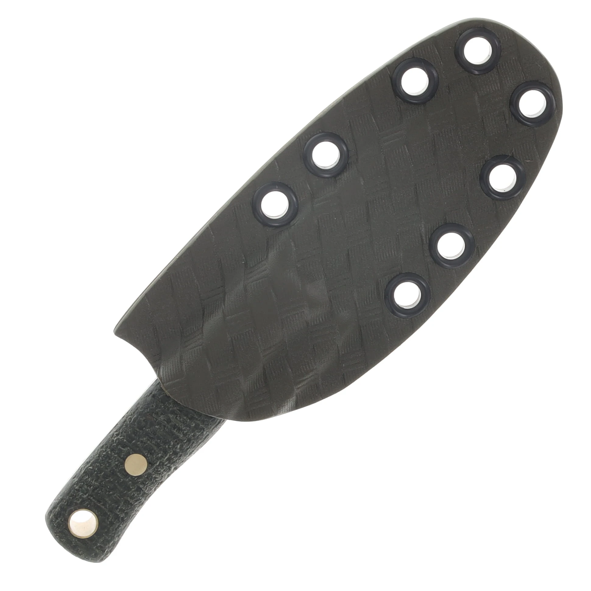 Samuel Riner Custom Knives Clinton Clipper Fixed Blade Acid Washed 80CrV2 W/Filework Textured Forest Green Burlap Micarta SRKCCFGBMT View 7