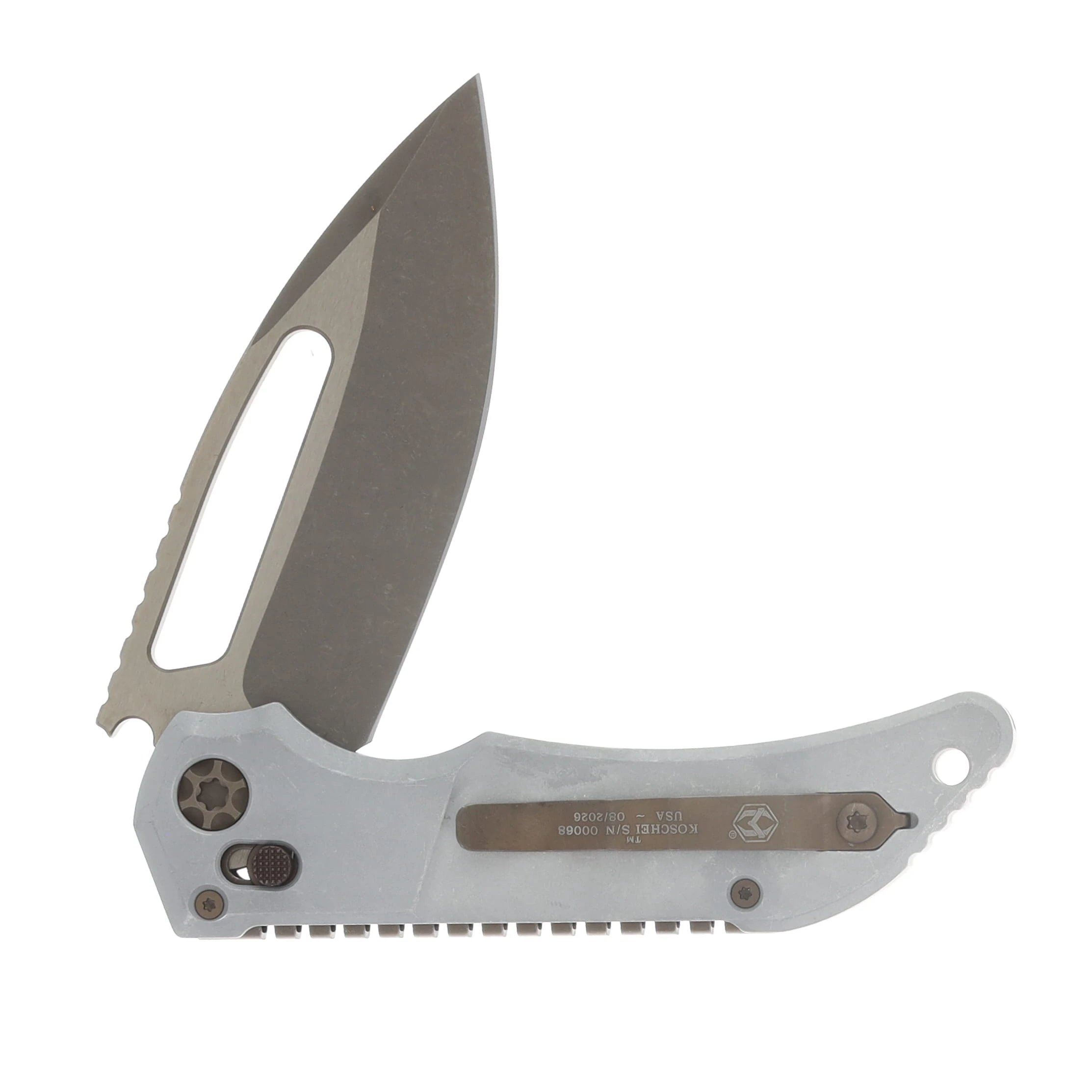 Heretic Koschei Crossbar Lock Folding Knife Bronze with Blizzardworn Chassis/Bronze Hardware H061-7A-BLZ View 4