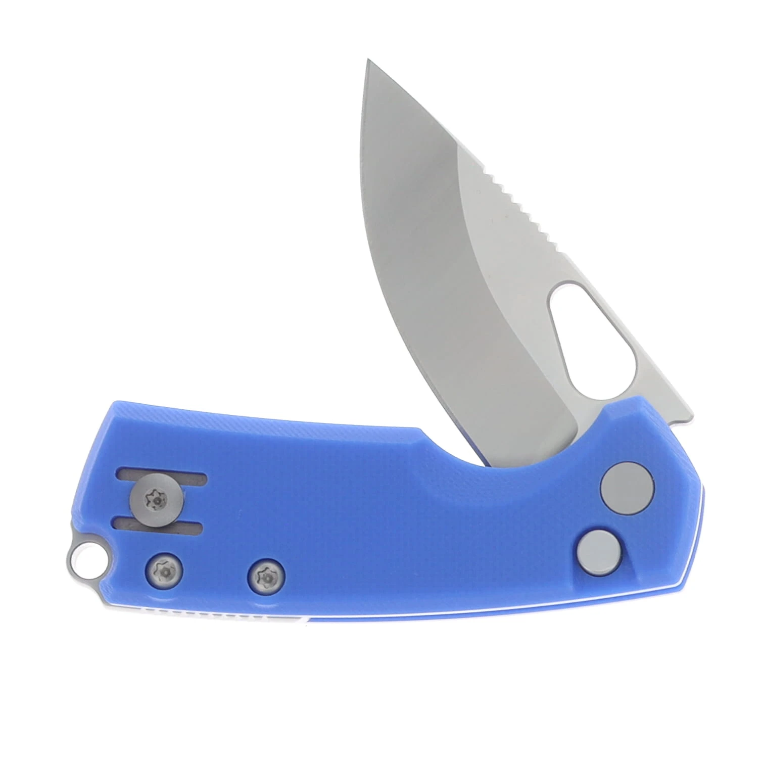 GiantMouse Tipsy Button Lock Folding Knife Satin N690/Blue G-10 TIPSY-BLUE-G10 View 4
