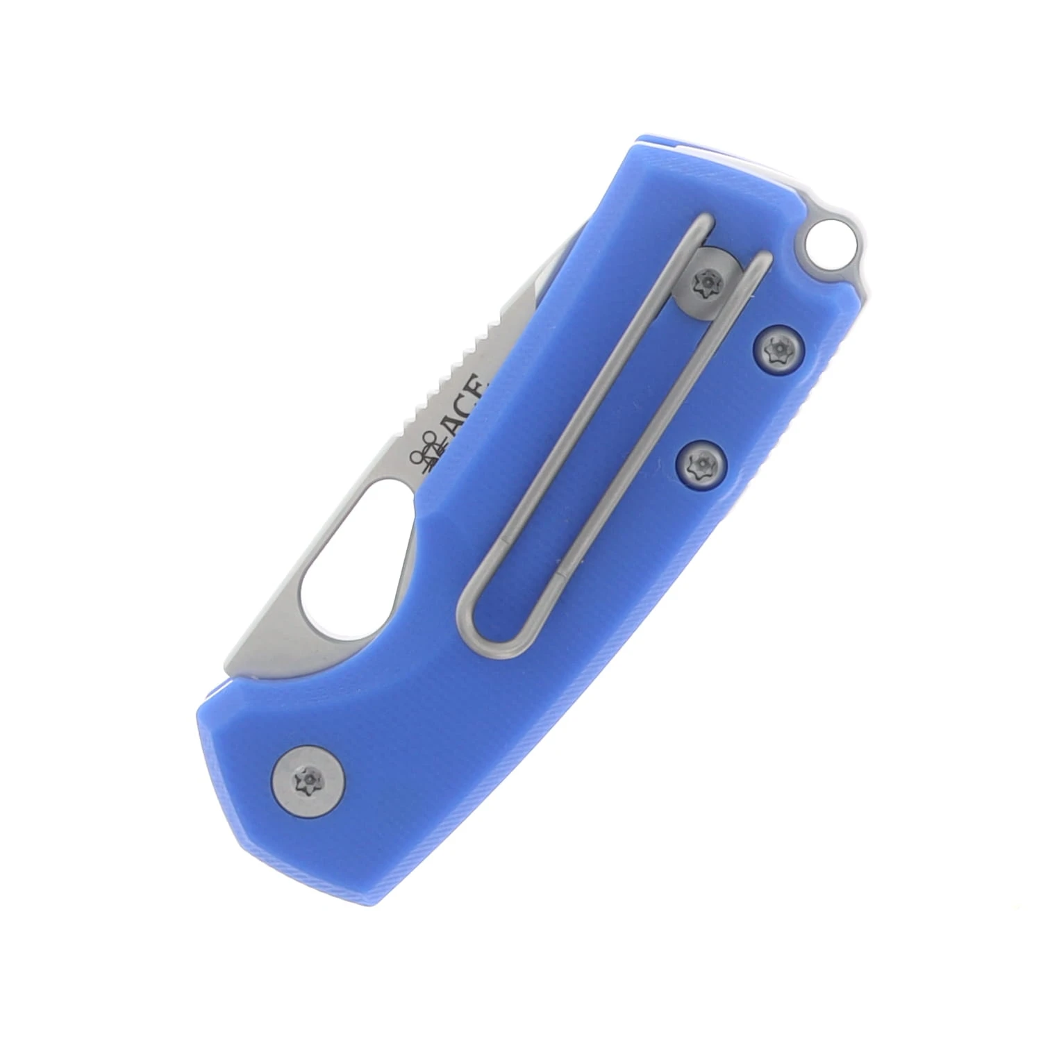 GiantMouse Tipsy Button Lock Folding Knife Satin N690/Blue G-10 TIPSY-BLUE-G10 View 7