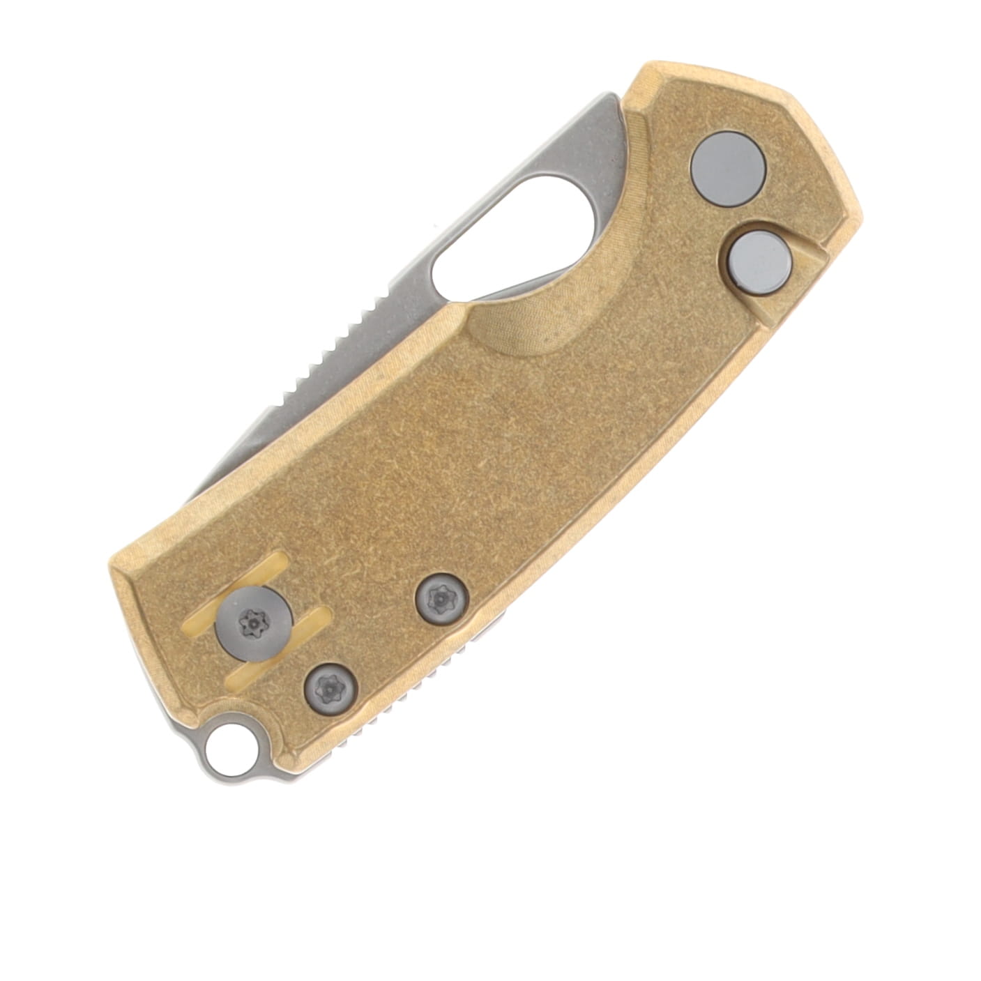 GiantMouse Tipsy Button Lock Folding Knife Stonewash Elmax/Brass TIPSY-BRASS View 6