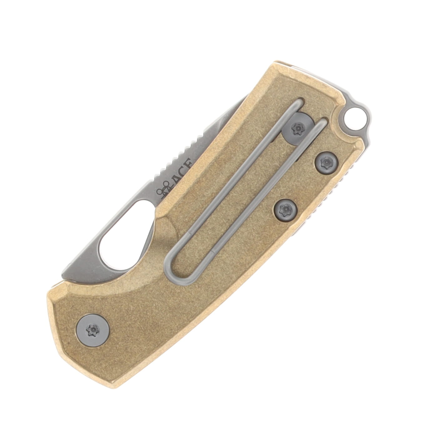 GiantMouse Tipsy Button Lock Folding Knife Stonewash Elmax/Brass TIPSY-BRASS View 7