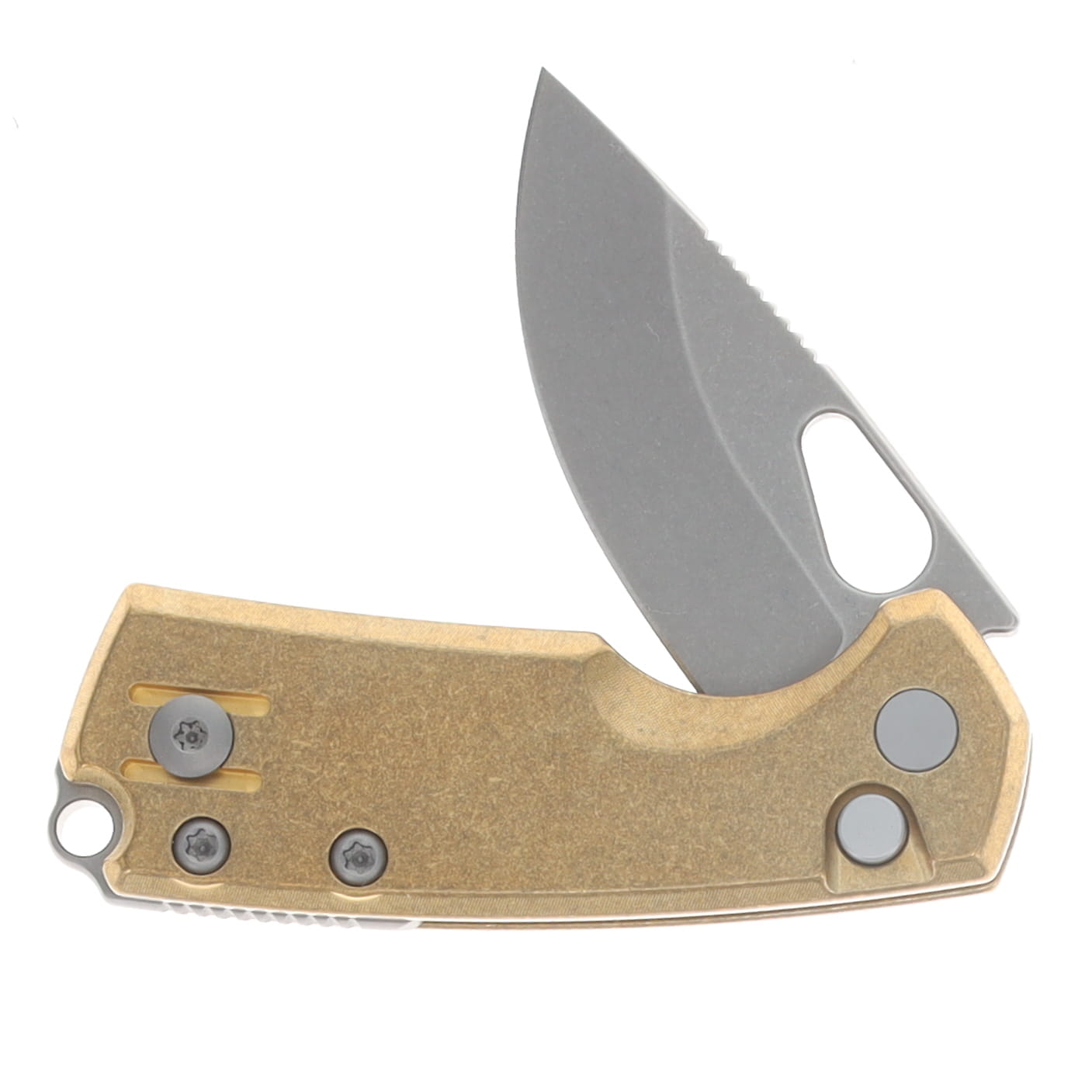 GiantMouse Tipsy Button Lock Folding Knife Stonewash Elmax/Brass TIPSY-BRASS View 4