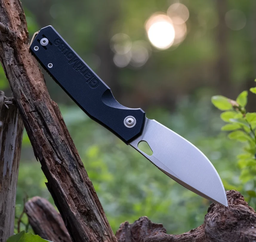 Giantmouse Zoobie Framelock Folding Knife Satin Elmax/Black G-10 and Titanium ZOOBIE-BLACK-G10 View 1