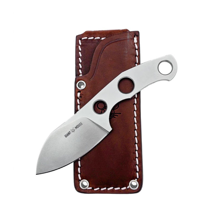 Giantmouse GMF1 Fixed Blade Knife 4mm Hybrid Cryo with Brown Leather Sheath GMF1-TX-SW View 7