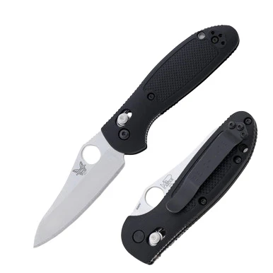 Benchmade Mini Griptilian Folding Knife Black 2.9in Satin Sheepsfoot View 1