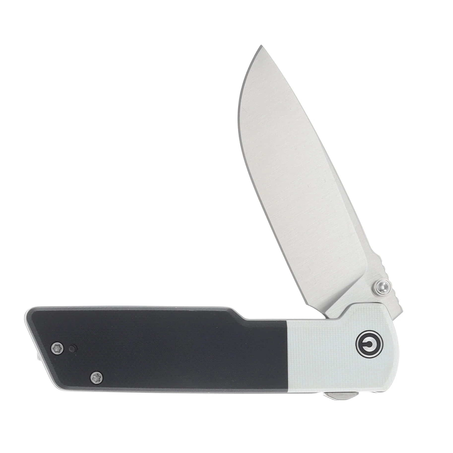 CIVIVI Zygon Top Crossbar Lock Folding Knife Satin Nitro V/Black and White G-10 C25035C-1 View 3