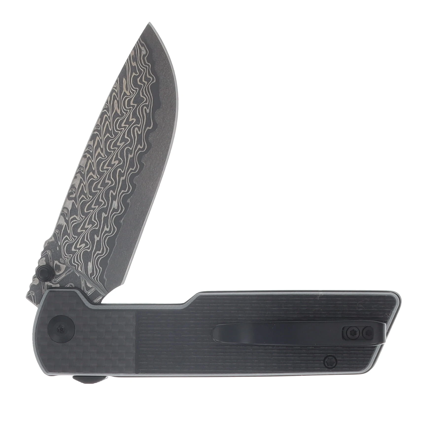 CIVIVI Zygon Top Crossbar Lock Folding Knife Damascus/Gray G-10 with Carbon Fiber Overlay C25035B-DS1 View 4