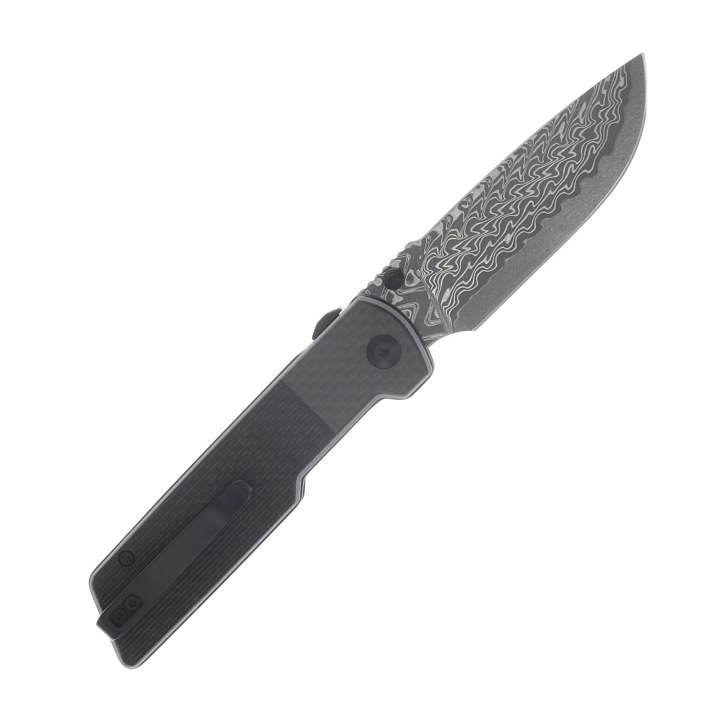CIVIVI Zygon Top Crossbar Lock Folding Knife Damascus/Gray G-10 with Carbon Fiber Overlay C25035B-DS1 View 2