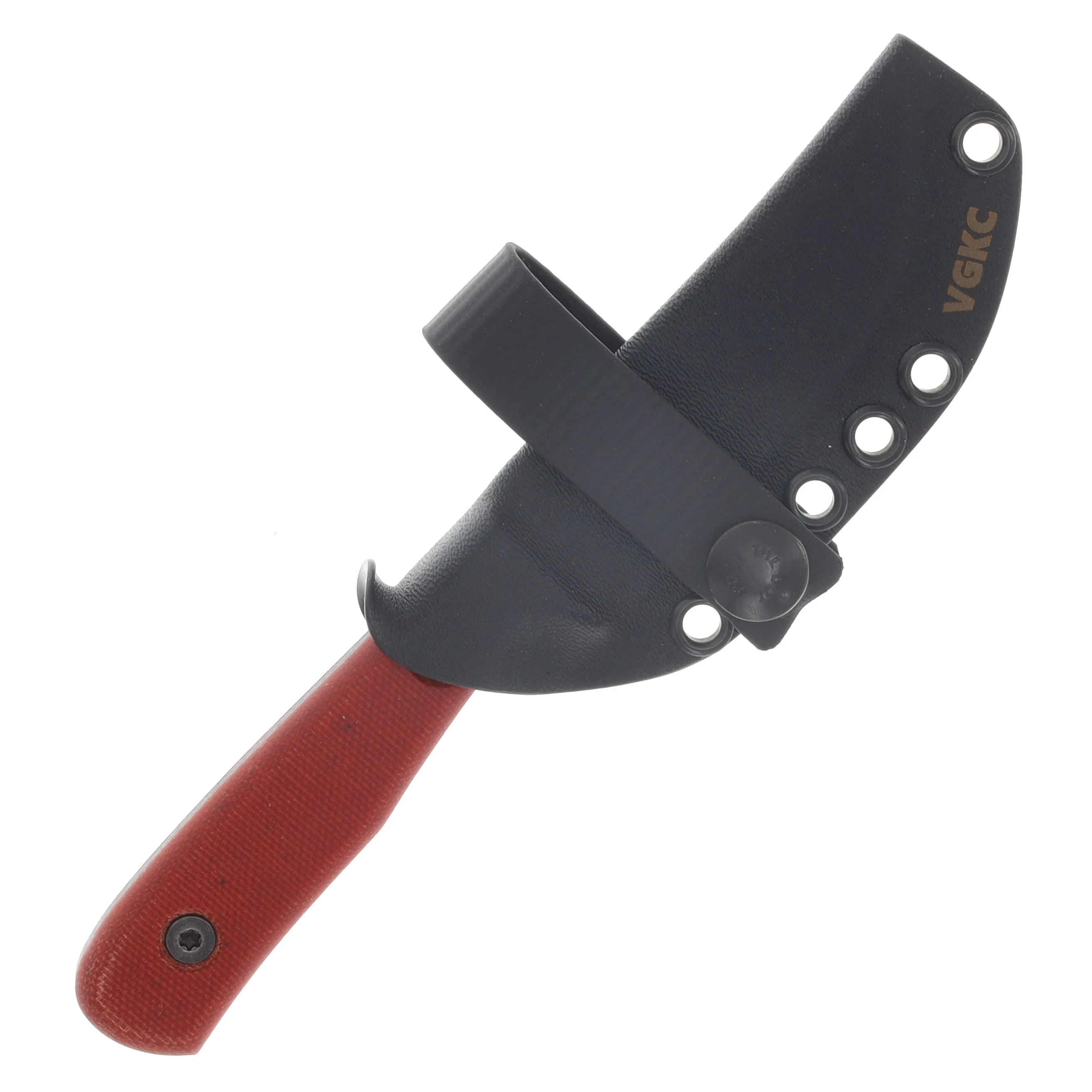 Very Good Knife Co Heritage Jr Fixed Blade Red Canvas Micarta - Stonewash Nitro V VGKCHJRCM View 7