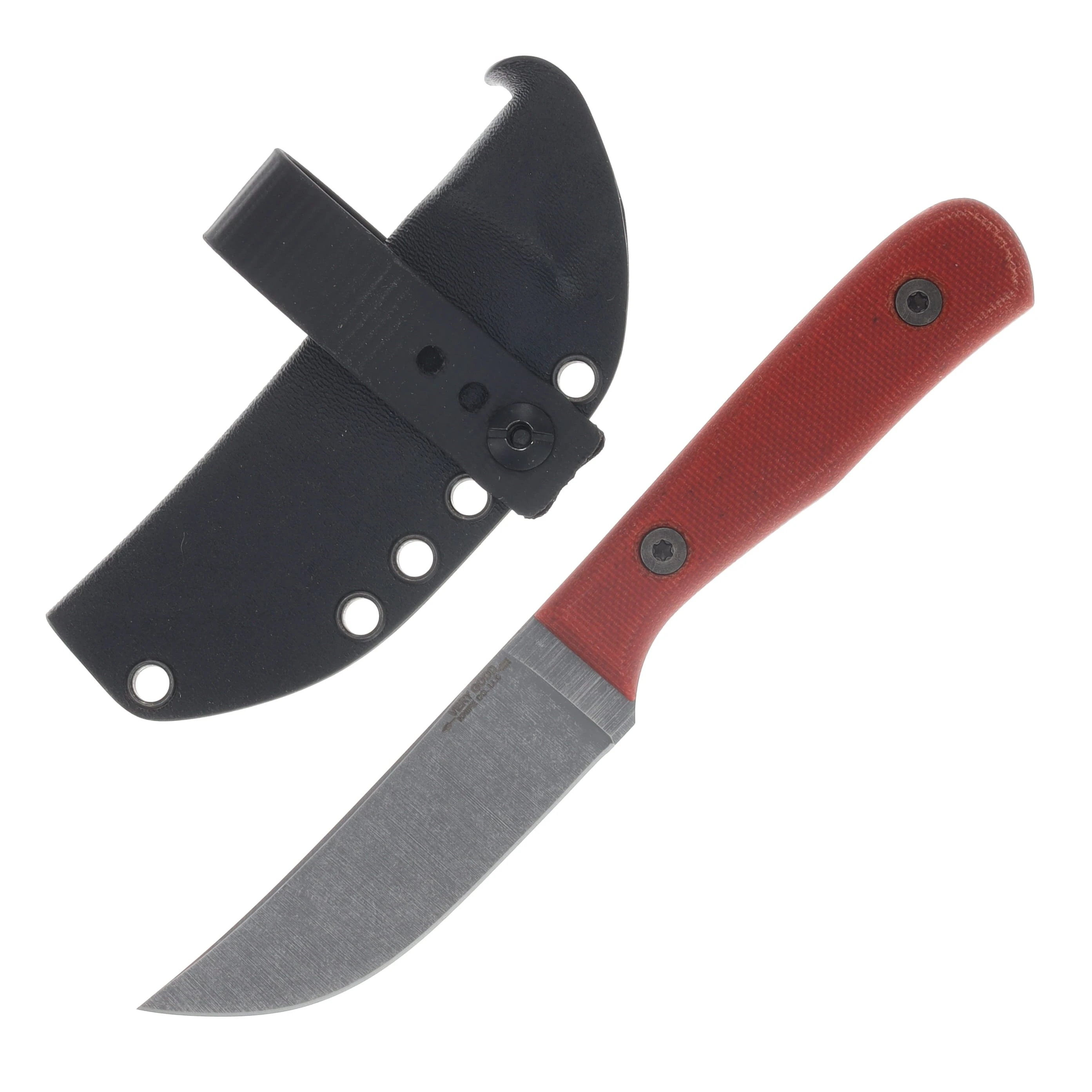 Very Good Knife Co Heritage Jr Fixed Blade Red Canvas Micarta - Stonewash Nitro V VGKCHJRCM View 1