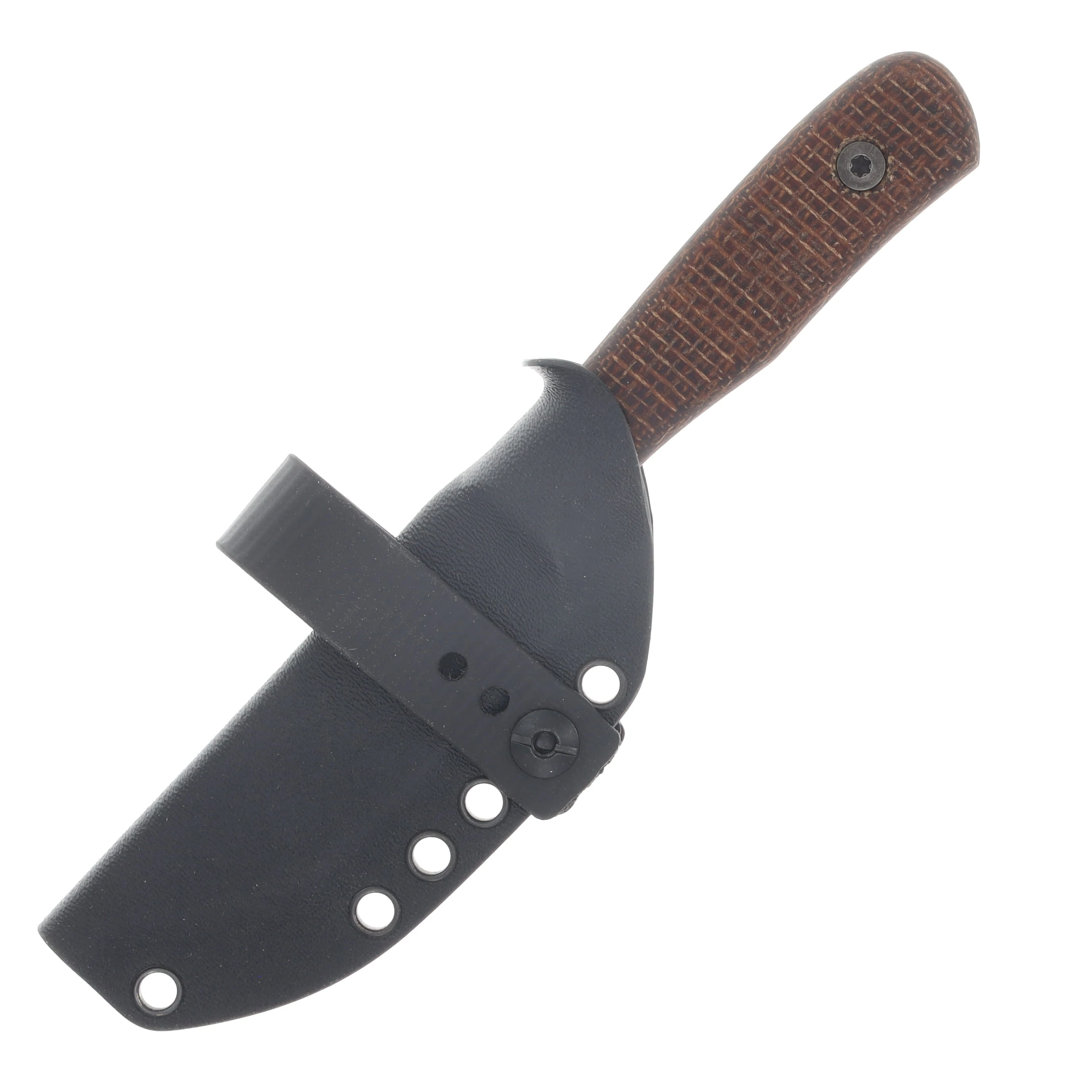Very Good Knife Co Tradition Jr Fixed Blade Brown Burlap Micarta - Stonewash Nitro V VGKCTJBBM View 6