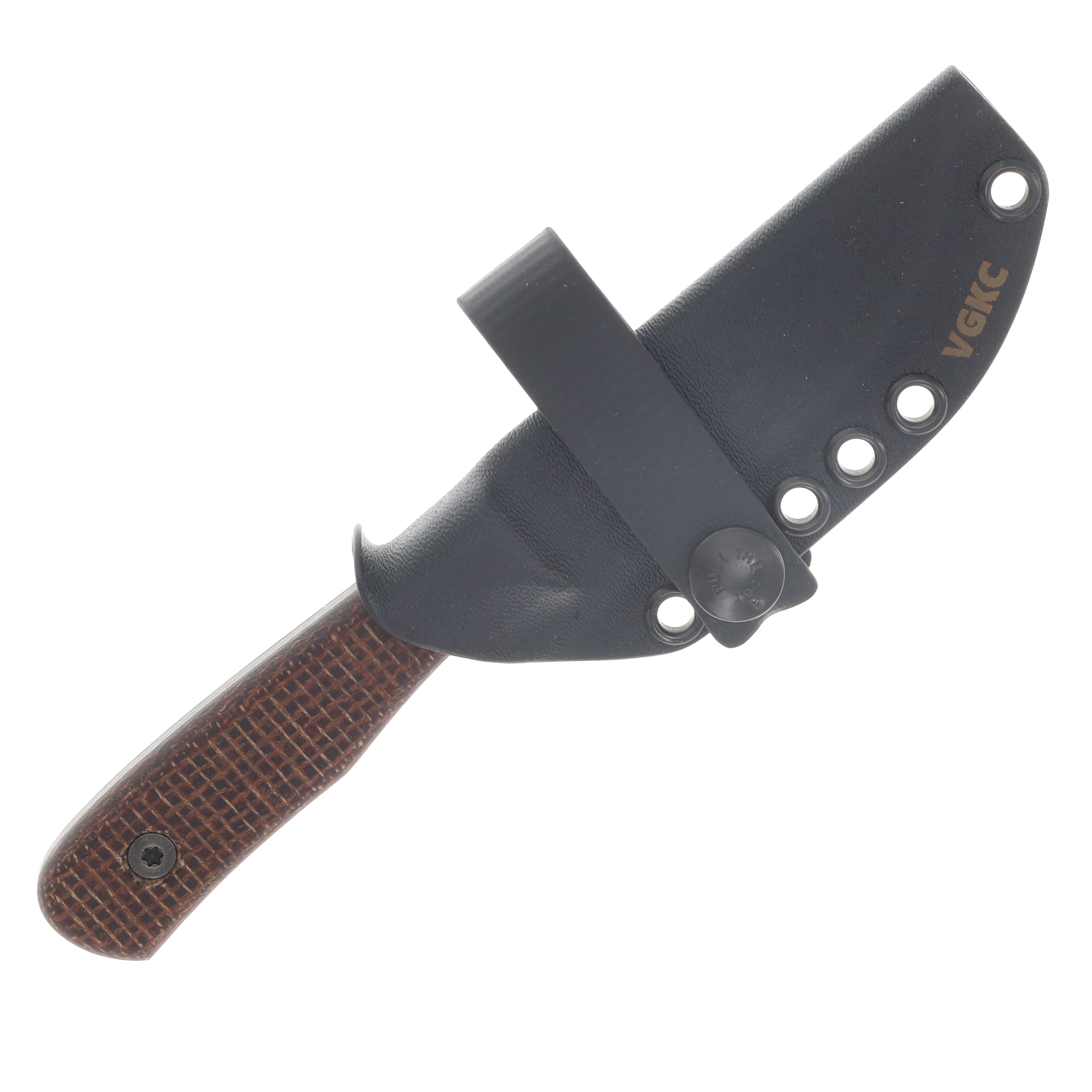 Very Good Knife Co Tradition Jr Fixed Blade Brown Burlap Micarta - Stonewash Nitro V VGKCTJBBM View 7