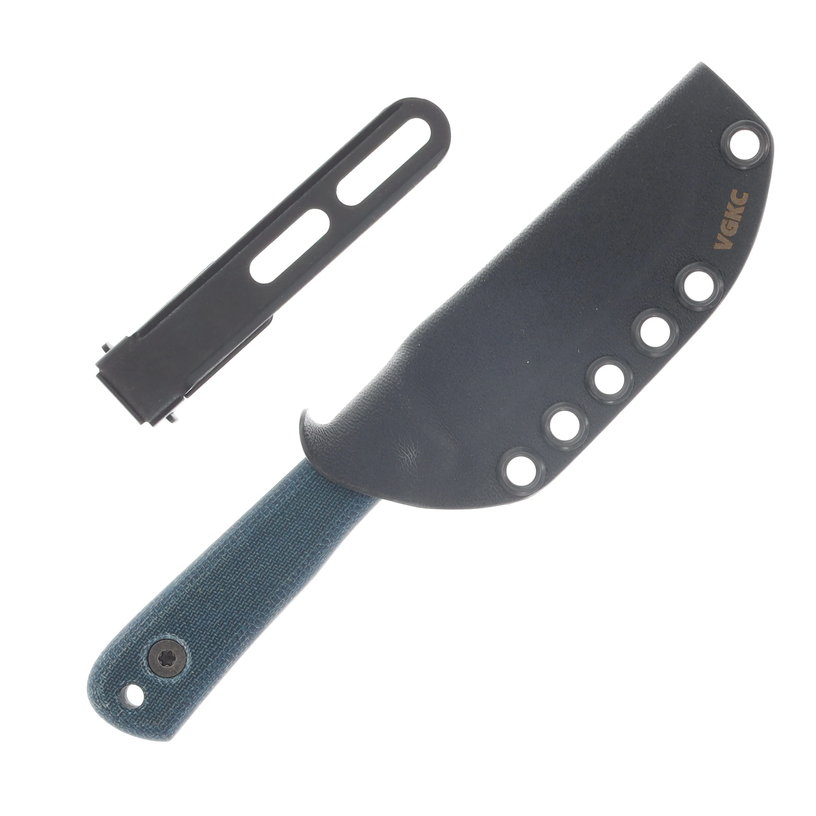 Very Good Knife Co Pocket Doc Fixed Blade Denim Blue Canvas Micarta - SW Nitro V VGKCPDDBLCM View 7
