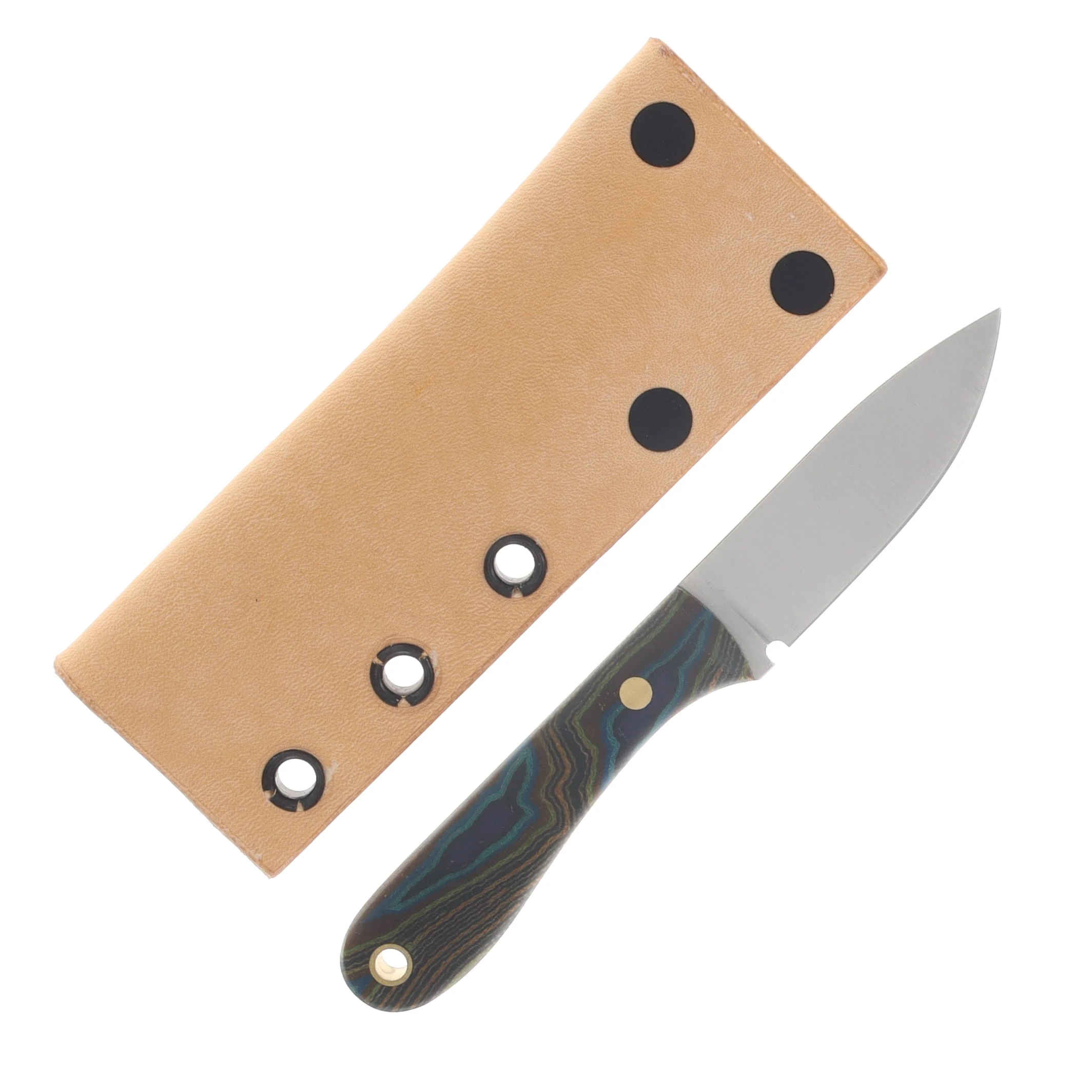 Lishen Knives Little Holston Drop Point Fixed Blade Peacock G-Carta Brass Pins LKLHDPPEAGBP View 2