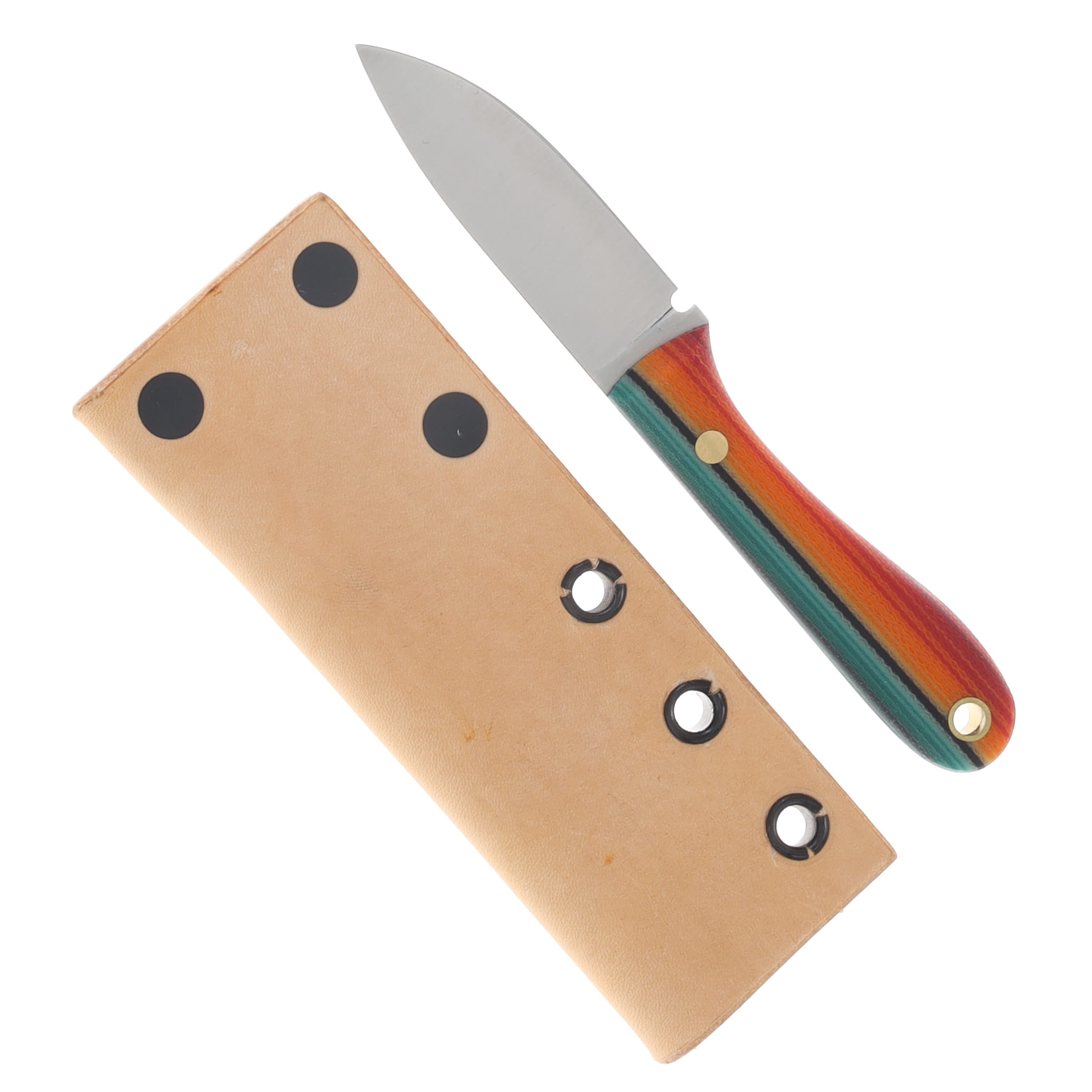 Lishen Knives Little Holston Drop Point Fixed Blade Mexican Blanket G-Carta Brass Pins LKLHDPMEXBLGBP View 2