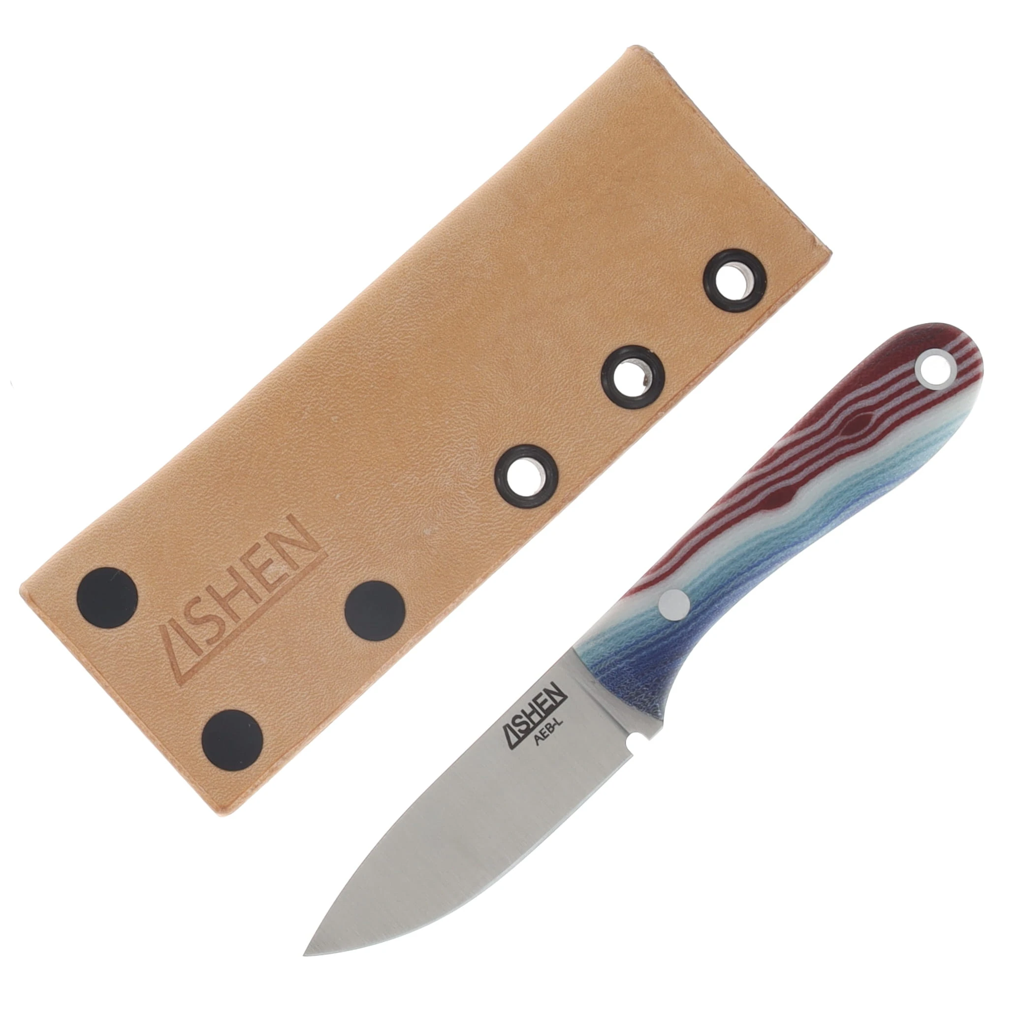 Lishen Knives Little Holston Drop Point Fixed Blade Americana Trout G-Carta Aluminum Pins LKLHDPAMTRTGALP View 1