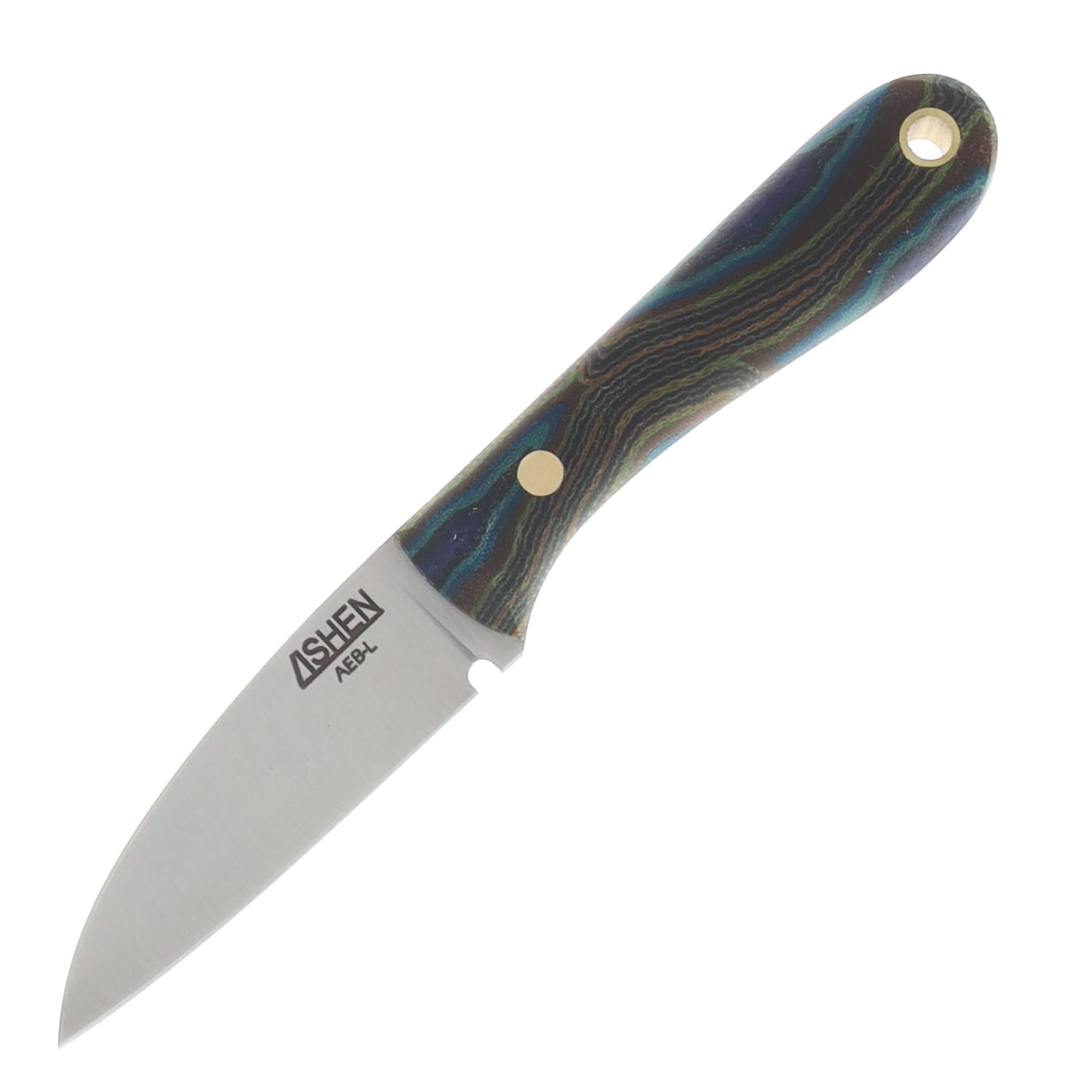 Lishen Knives Little Holston Sheepsfoot Fixed Blade Peacock G-Carta Brass Pins LKLHSFPEAGBP View 3