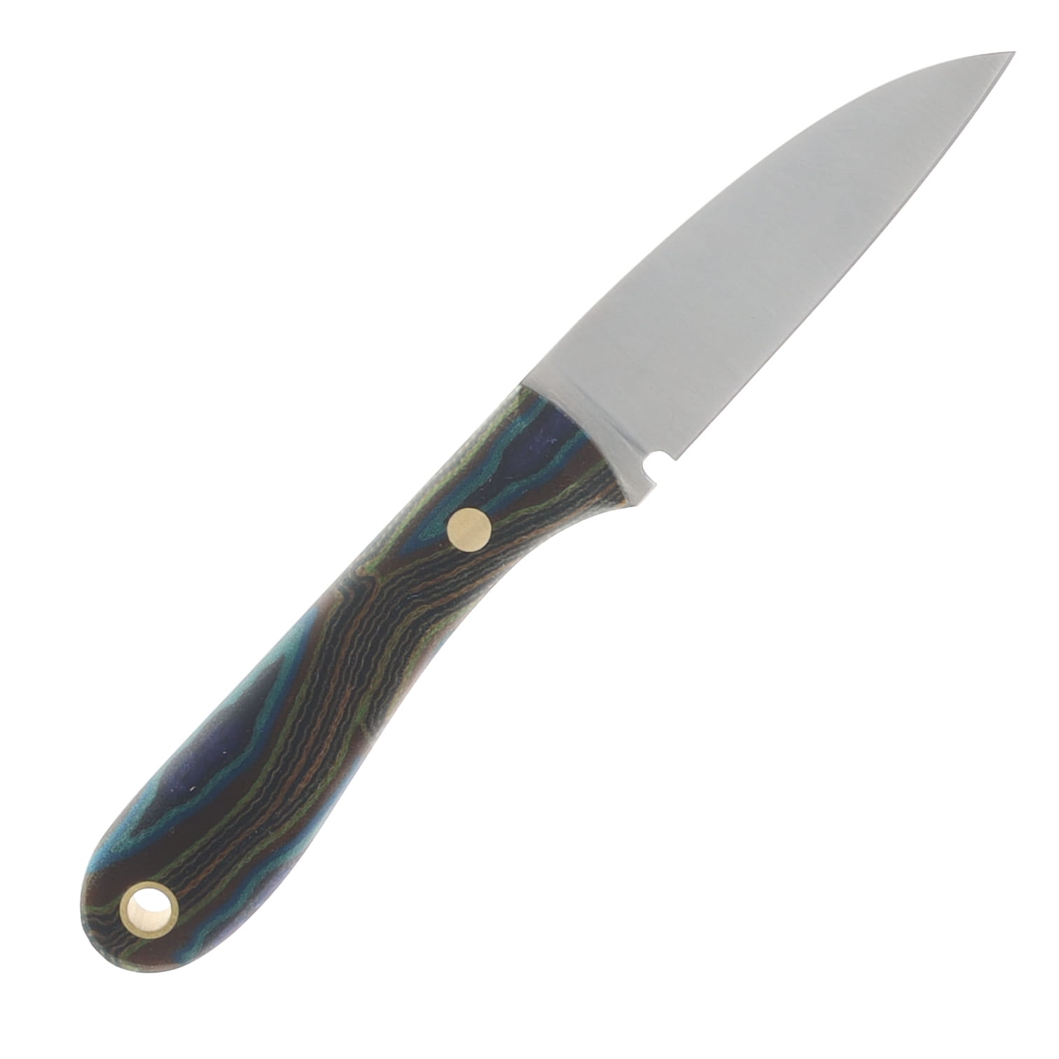 Lishen Knives Little Holston Sheepsfoot Fixed Blade Peacock G-Carta Brass Pins LKLHSFPEAGBP View 4
