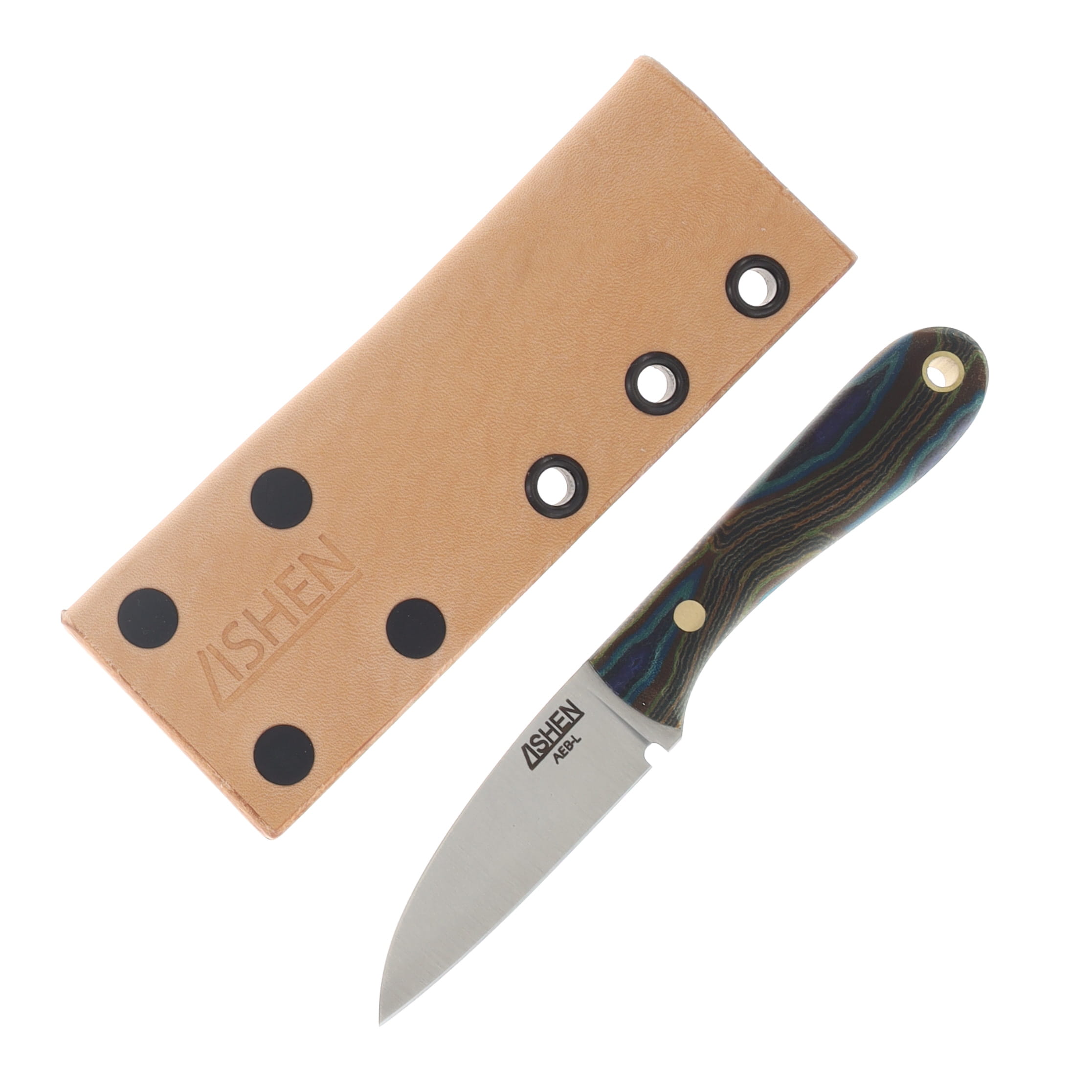 Lishen Knives Little Holston Sheepsfoot Fixed Blade Peacock G-Carta Brass Pins LKLHSFPEAGBP View 1