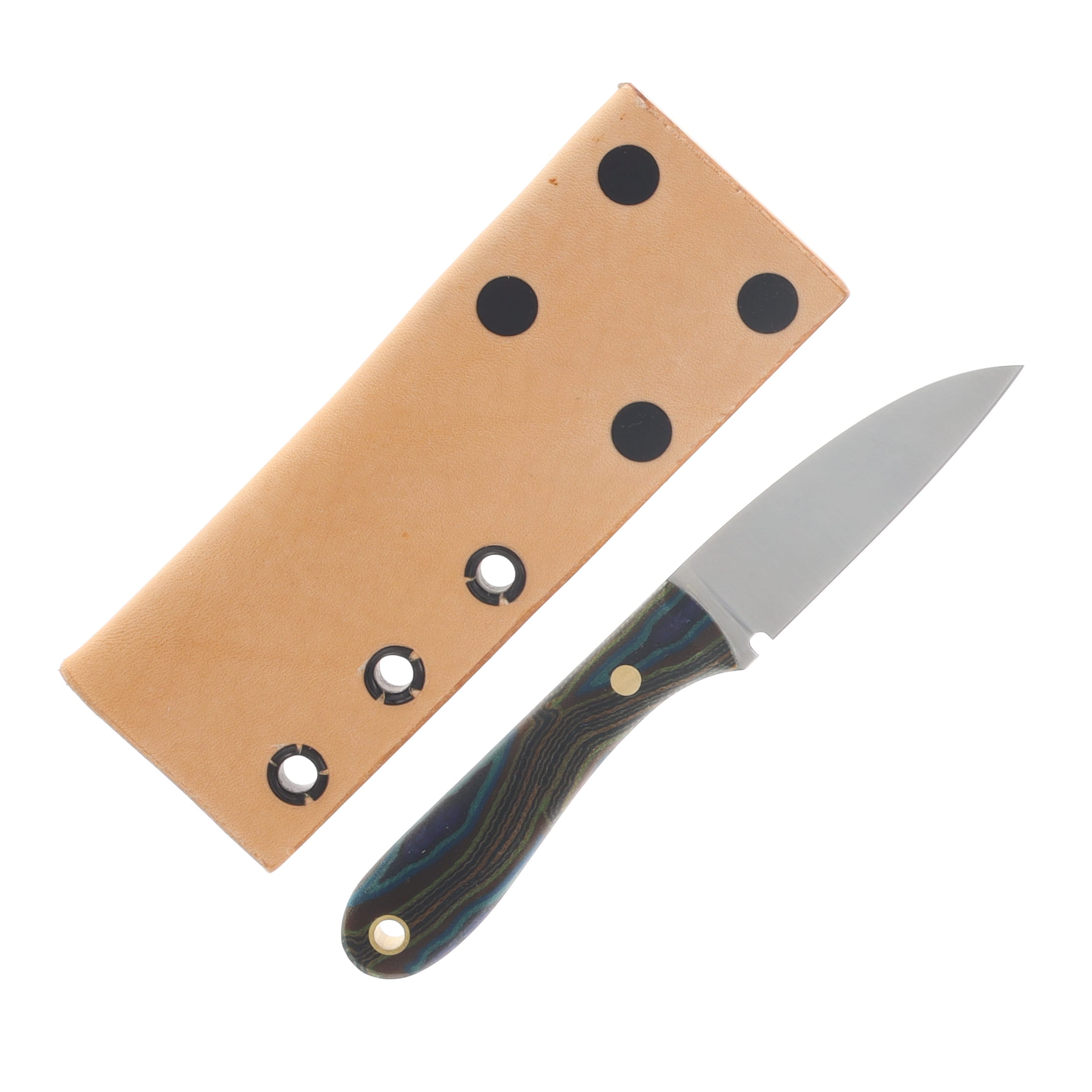 Lishen Knives Little Holston Sheepsfoot Fixed Blade Peacock G-Carta Brass Pins LKLHSFPEAGBP View 2