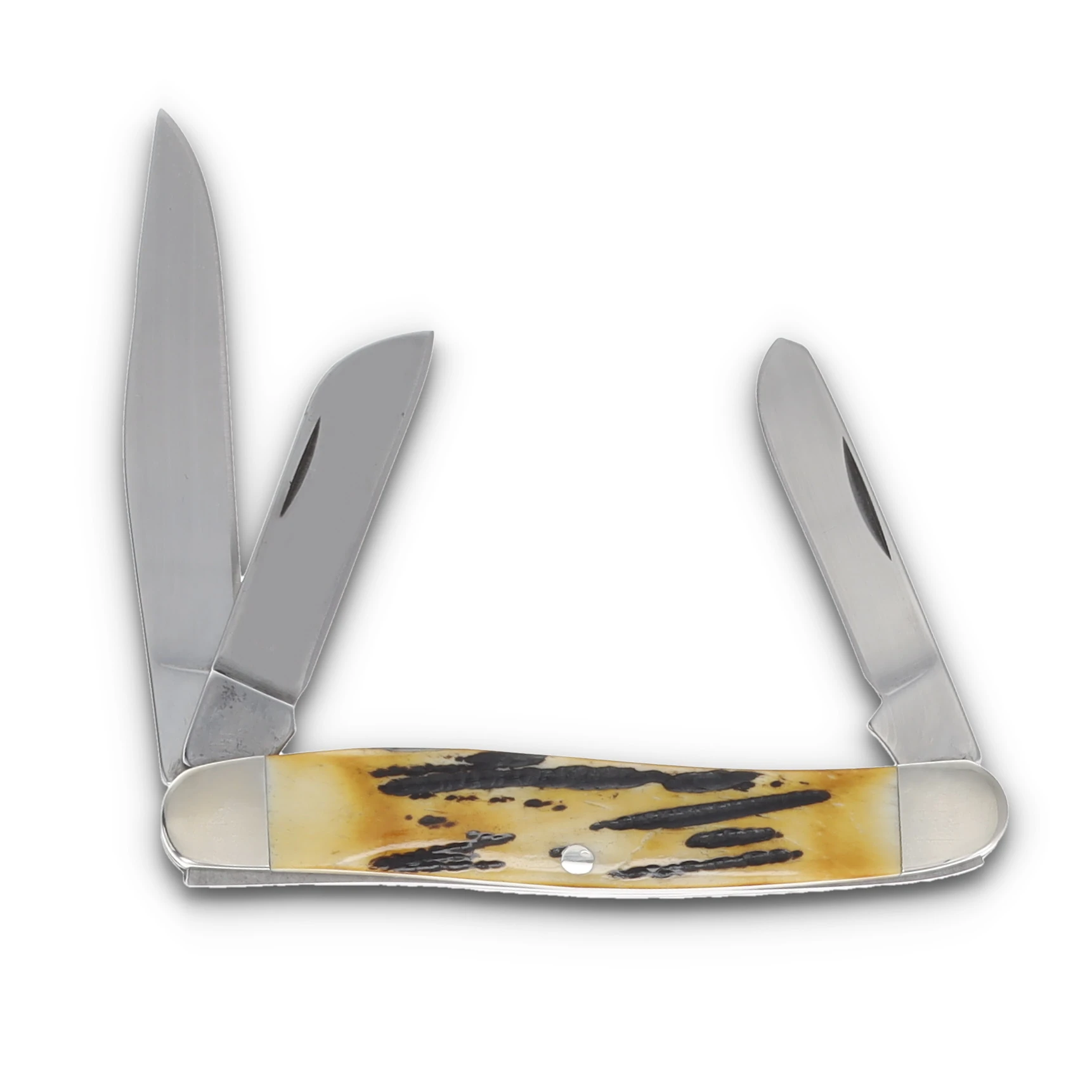 Bear & Son Large Stockman Folding Knife Genuine India Stag Bone BR547 View 2