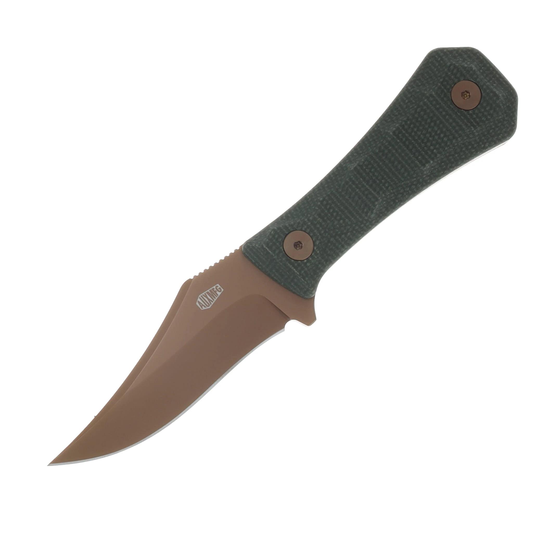 Auxiliary Manufacturing Pocket Bowie Fixed Blade 14C28N/Green Micarta AUX-001MGNROSE View 3