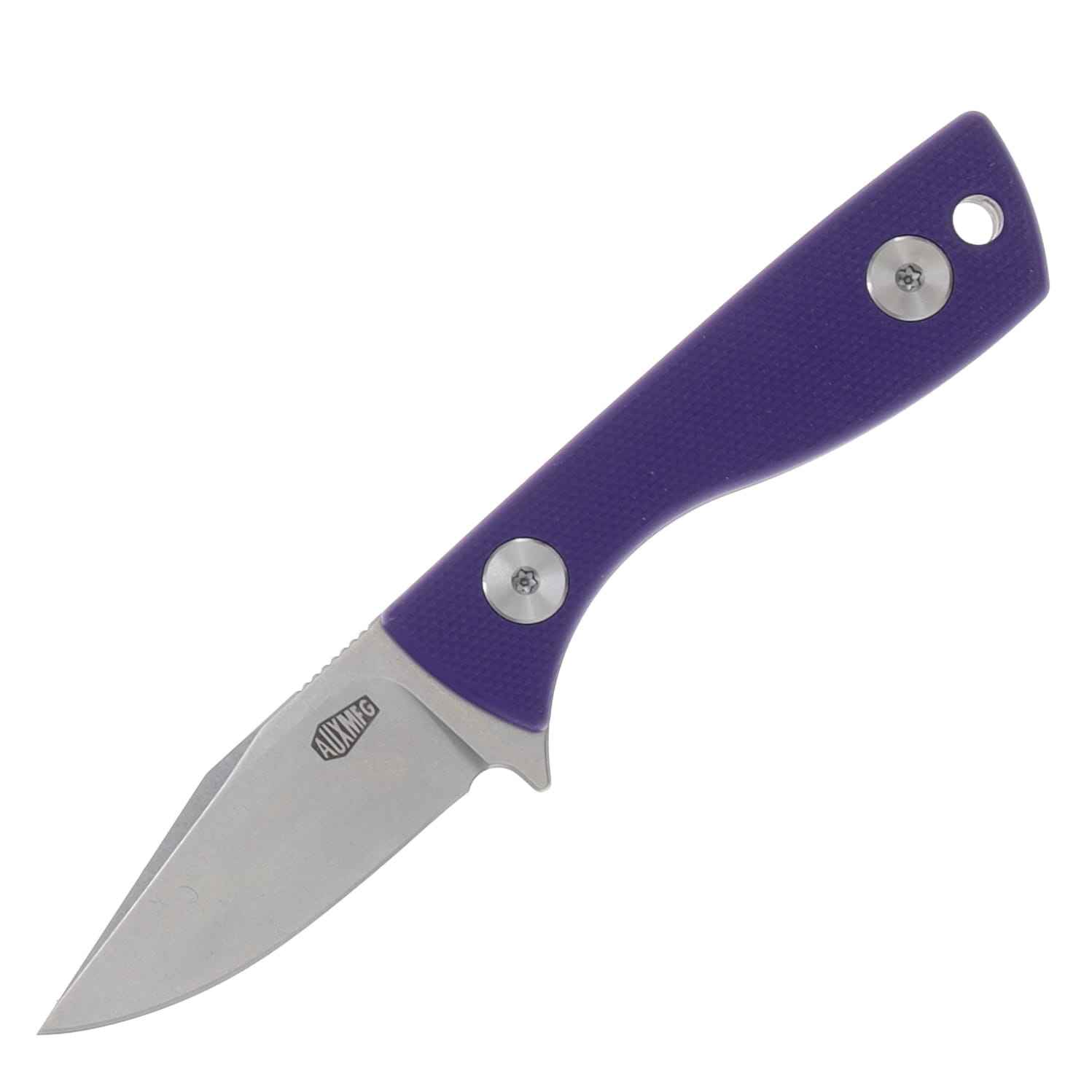 Auxiliary Manufacturing Runt Fixed Blade Stonewash 14C28N/Purple G-10 AUX011PPL View 3