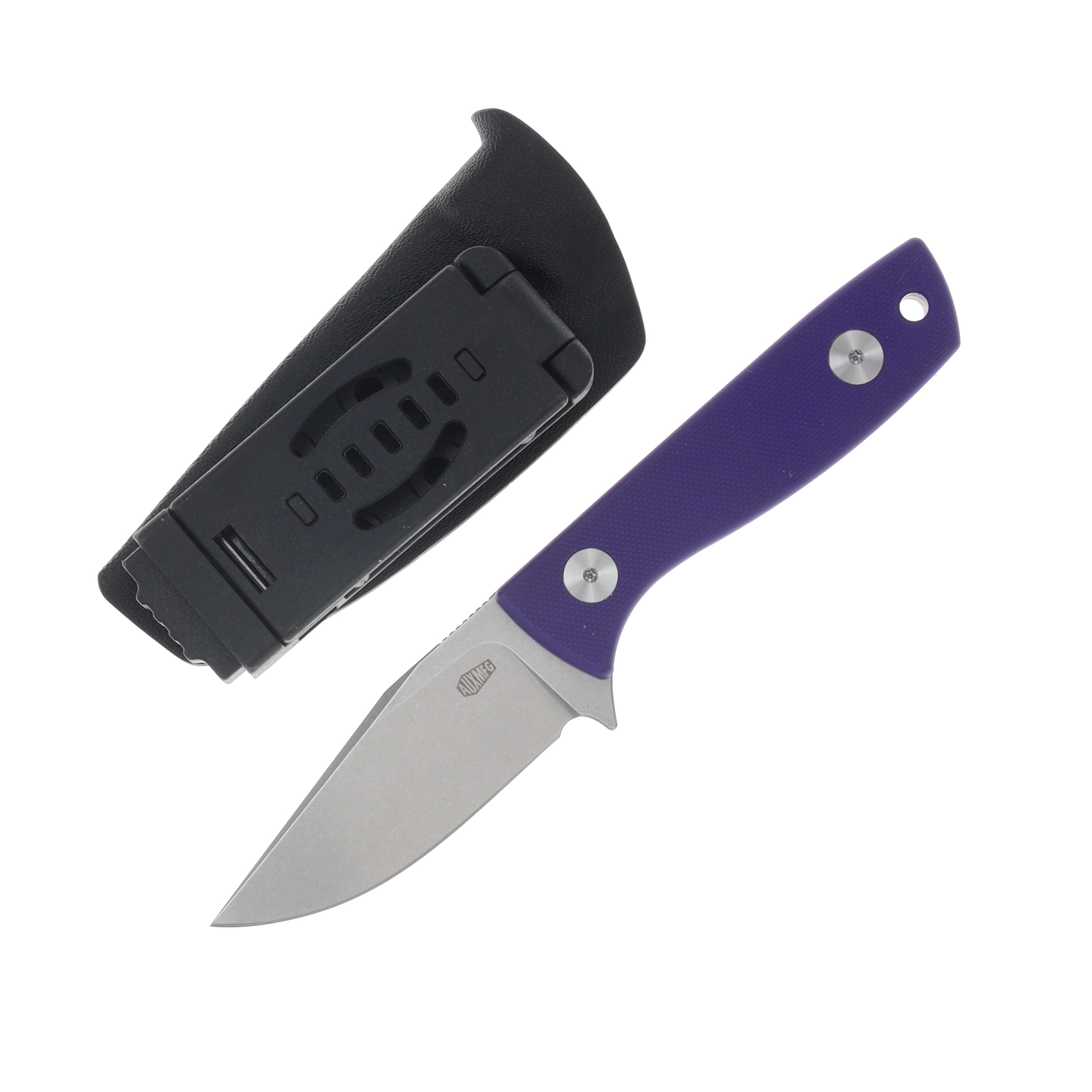 Auxiliary Manufacturing Runt XL Fixed Blade Stonewash 14C28N/Purple G-10 AUX012PPL View 1