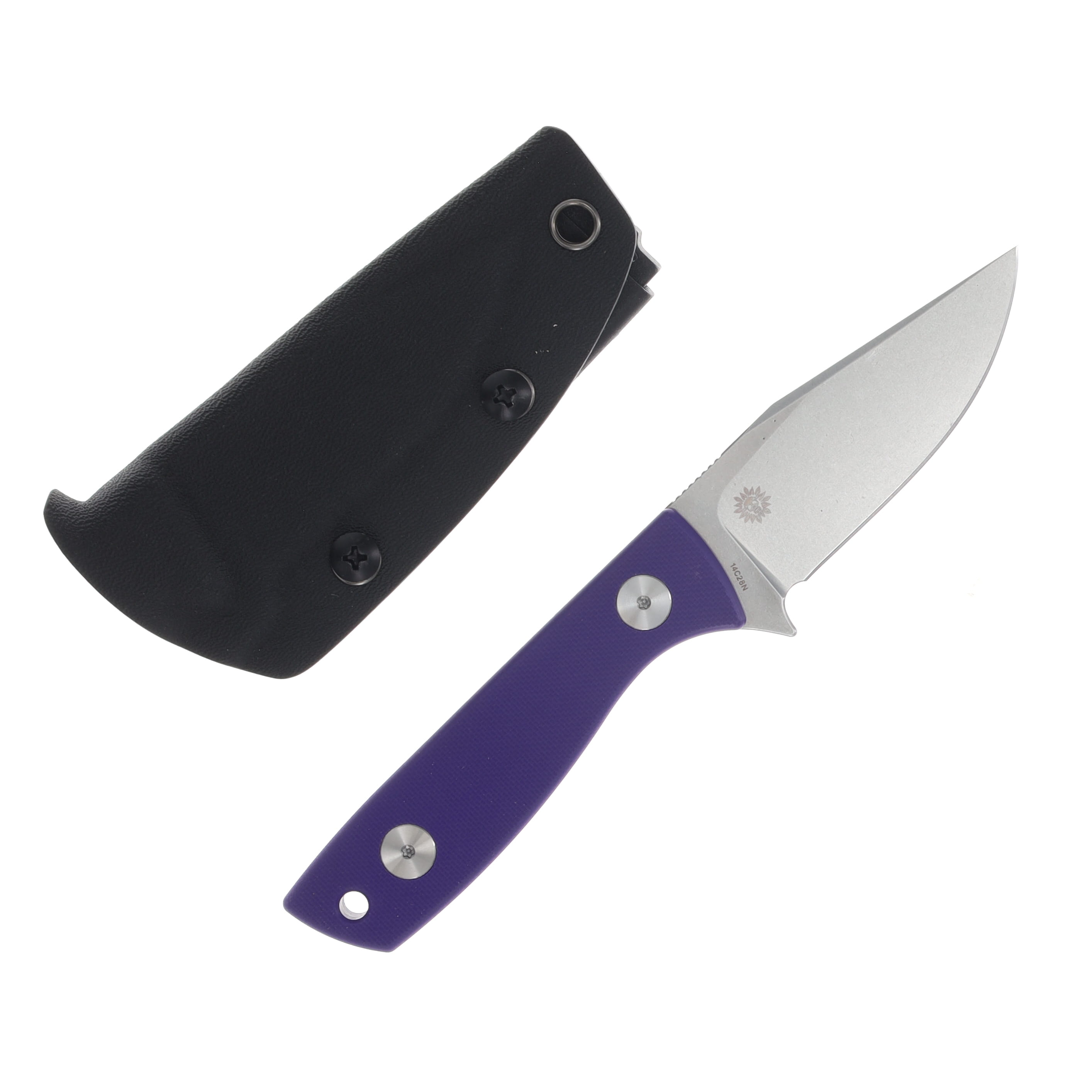 Auxiliary Manufacturing Runt XL Fixed Blade Stonewash 14C28N/Purple G-10 AUX012PPL View 2