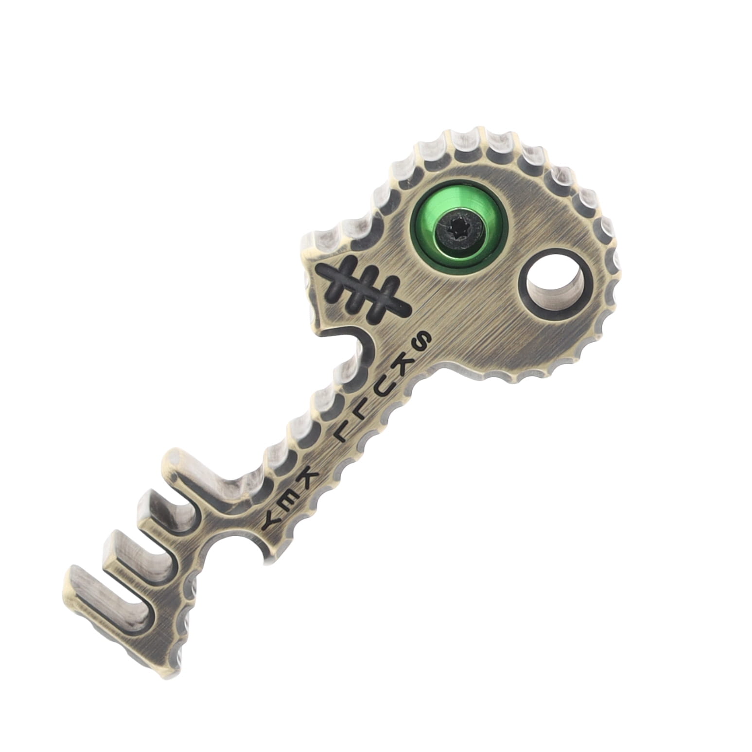 Copper Shed V6 Skull Key Bottle Opener 1/2-In (Darkened Brass, Green) CUSSKGR View 1