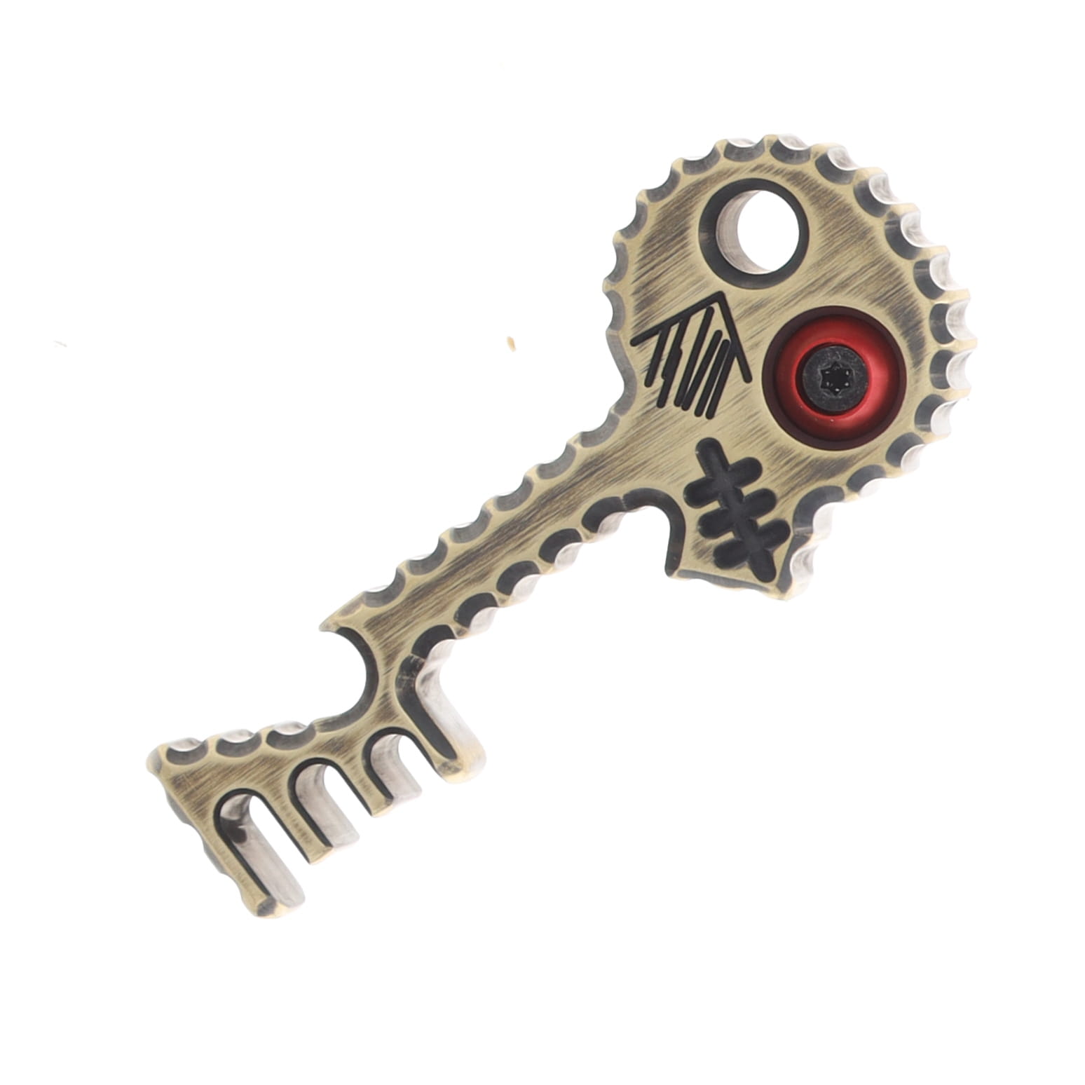 Copper Shed V6 Skull Key Bottle Opener 1/2-In (Darkened Brass, Red) CUSSKRE View 2