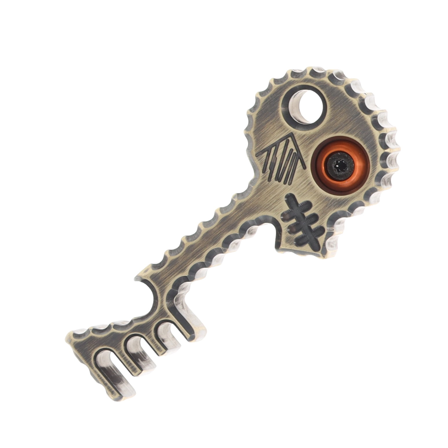 Copper Shed V6 Skull Key Bottle Opener 1/2-In (Darkened Brass, Orange) CUSSKOR View 2