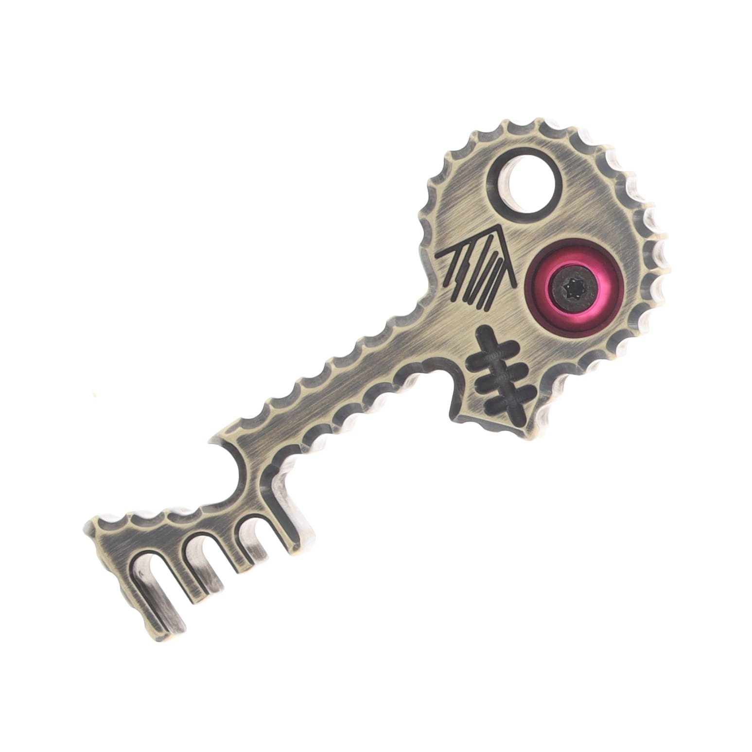 Copper Shed V6 Skull Key Bottle Opener 1/2-In (Darkened Brass, Pink) CUSSKPI View 2