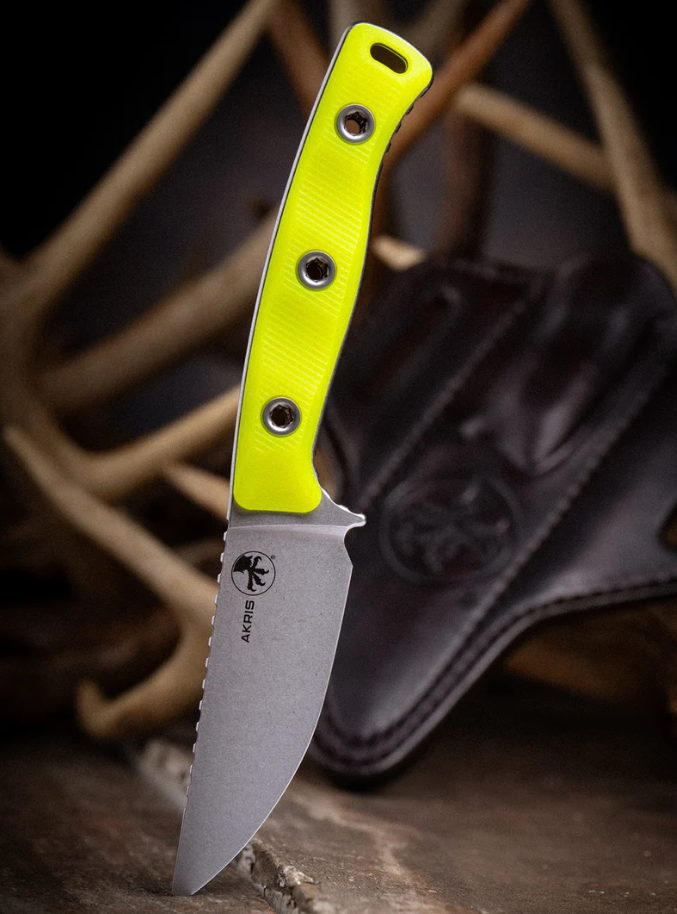 Microtech Akris Fixed Blade Stonewash S/E High Visibility G-10 with Black Kydex Sheath MT9510HV5 View 10