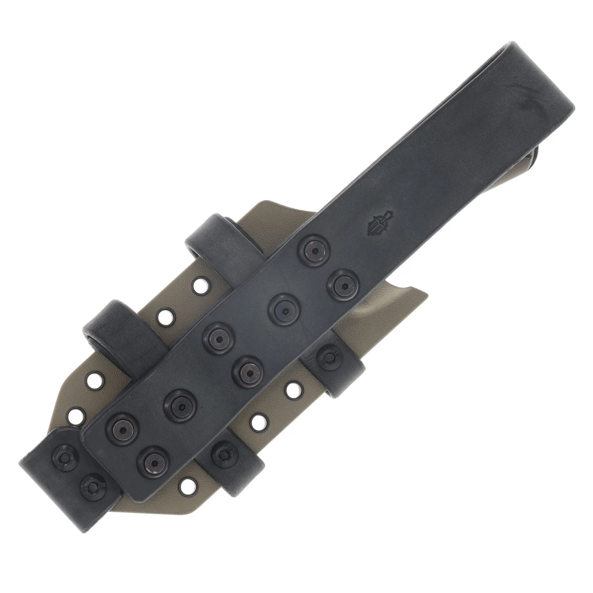 Miller Bros M-27 Fixed Knife Black Blade OD Green Textured Handle Tan/Black Sheath View 6