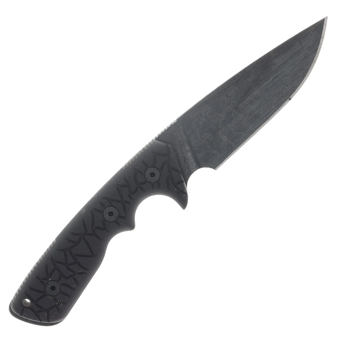 Miller Bros M-27 Fixed Blade Splatter Etch Black Textured Handle Black Sheath M-27BKSBKTHSPL View 4