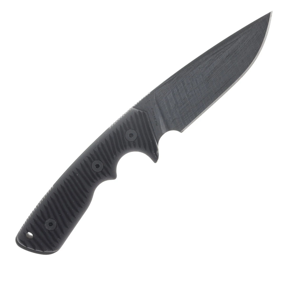Miller Bros M-27 Fixed Knife Striped Coated Blade Black Ribbed Handle OD Green/Brown Sheath M-27STRODBNSBKH View 4
