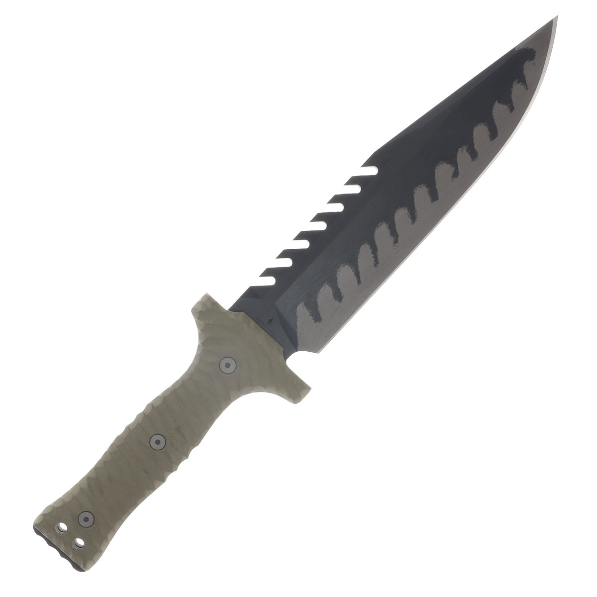 Miller Bros M-22 Fixed Blade Tooth Spine Etched Edge OD Green Handle Tan/Black Sheath M-22EETNBKSODH View 4