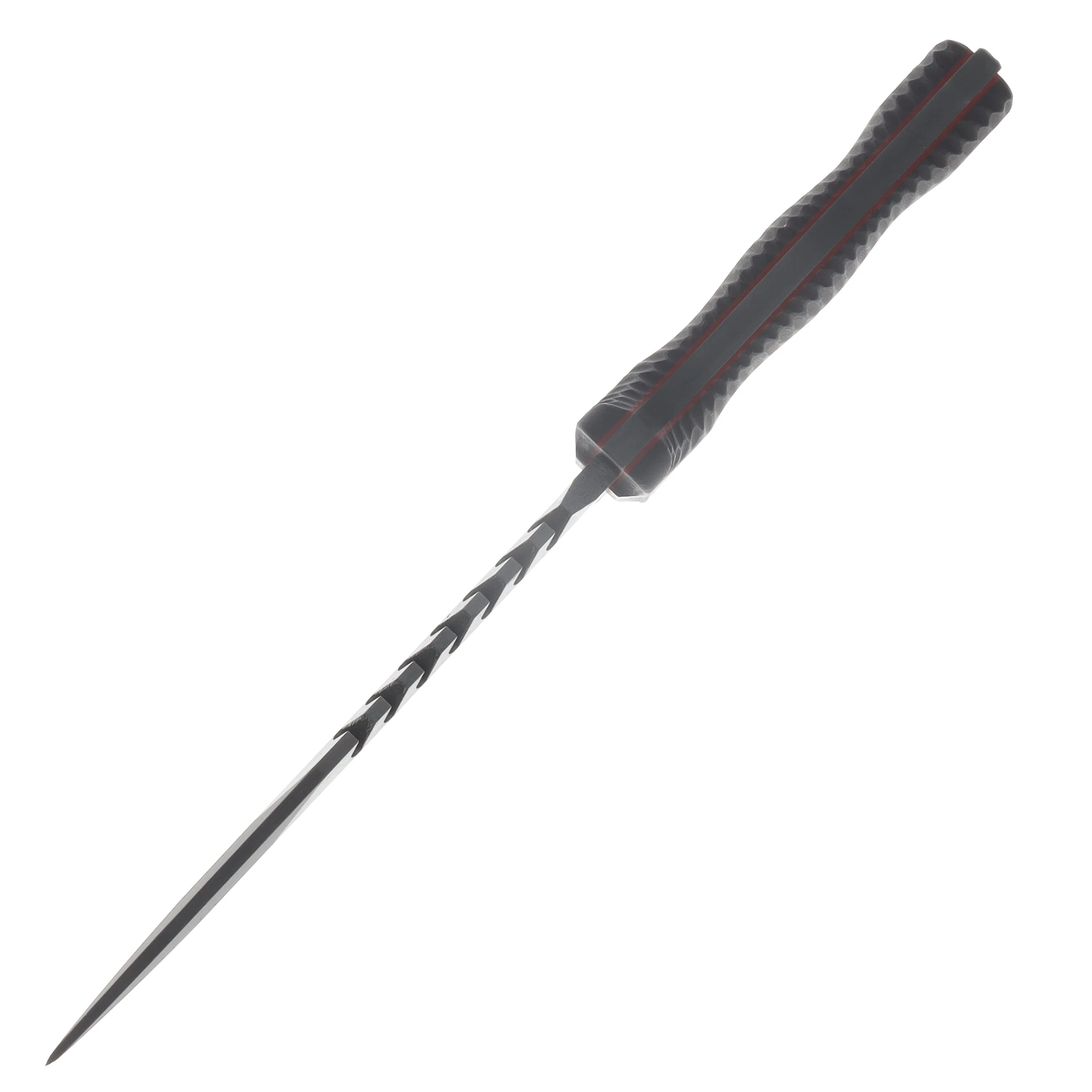 Miller Bros M-22 Fixed Blade Tooth Spine Etched Edge Black Handle Black Sheath M-22EEBKSBKH View 6