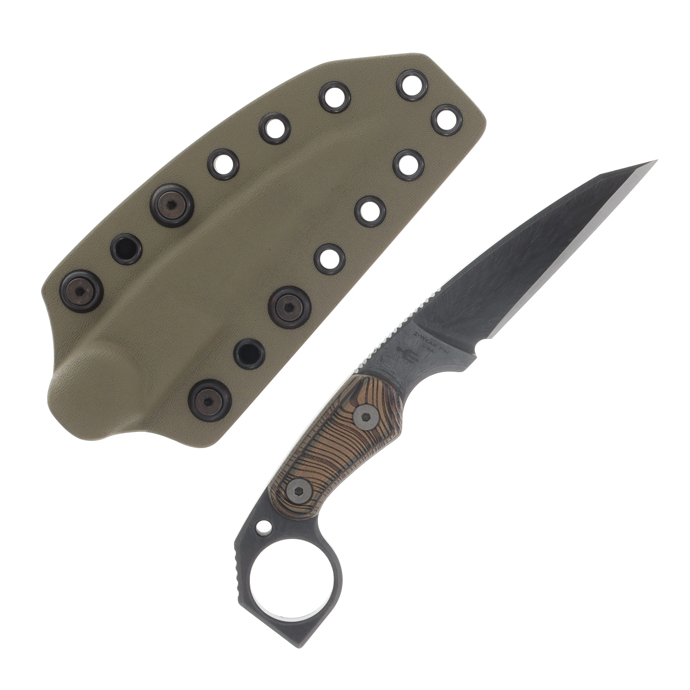 Miller Bros M-5 Fixed Blade Brown Handle Tan/Black Sheath M-5BKSBNH View 2